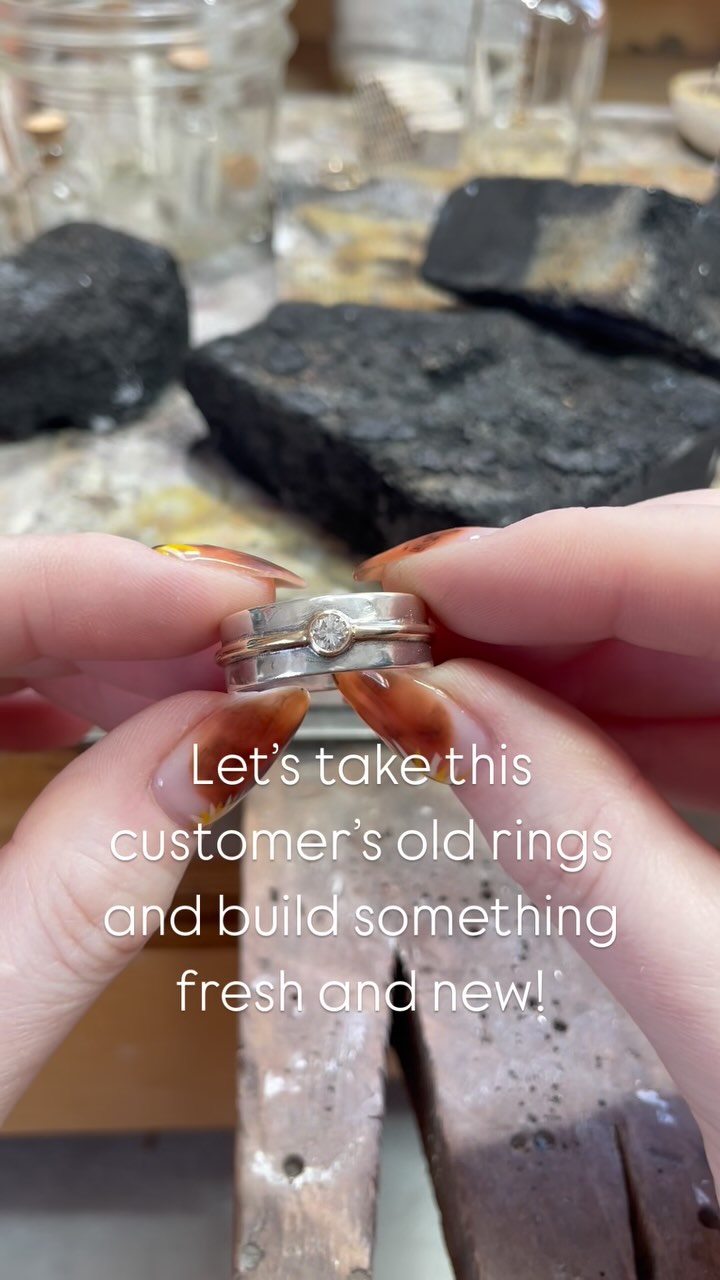 Follow along as I rework a customer’s sentimental old rings into something she will wear every day! Also featuring a retrospective of my manicures over the last month 😬#finejewelry #oneofakindjewelry #jewelrydesign #goldjewelry #refashion #customjewelry #portlandmainejewelry #jewelrymaker #metalsmith #artisanjewelry #handmadjewelry #diamondring #heirloomdiamonds