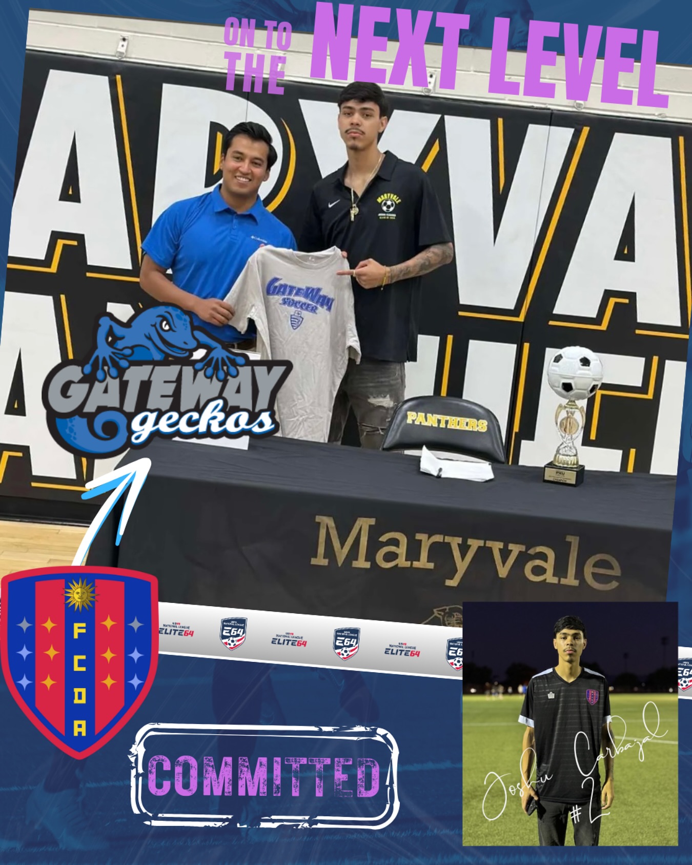 Joshua Carbajal is onto the next level! We wish him the best academically & athletically. We are very excited and proud of Joshua. You’re going to do great things! #gateway #ontothenextlevel 🚀