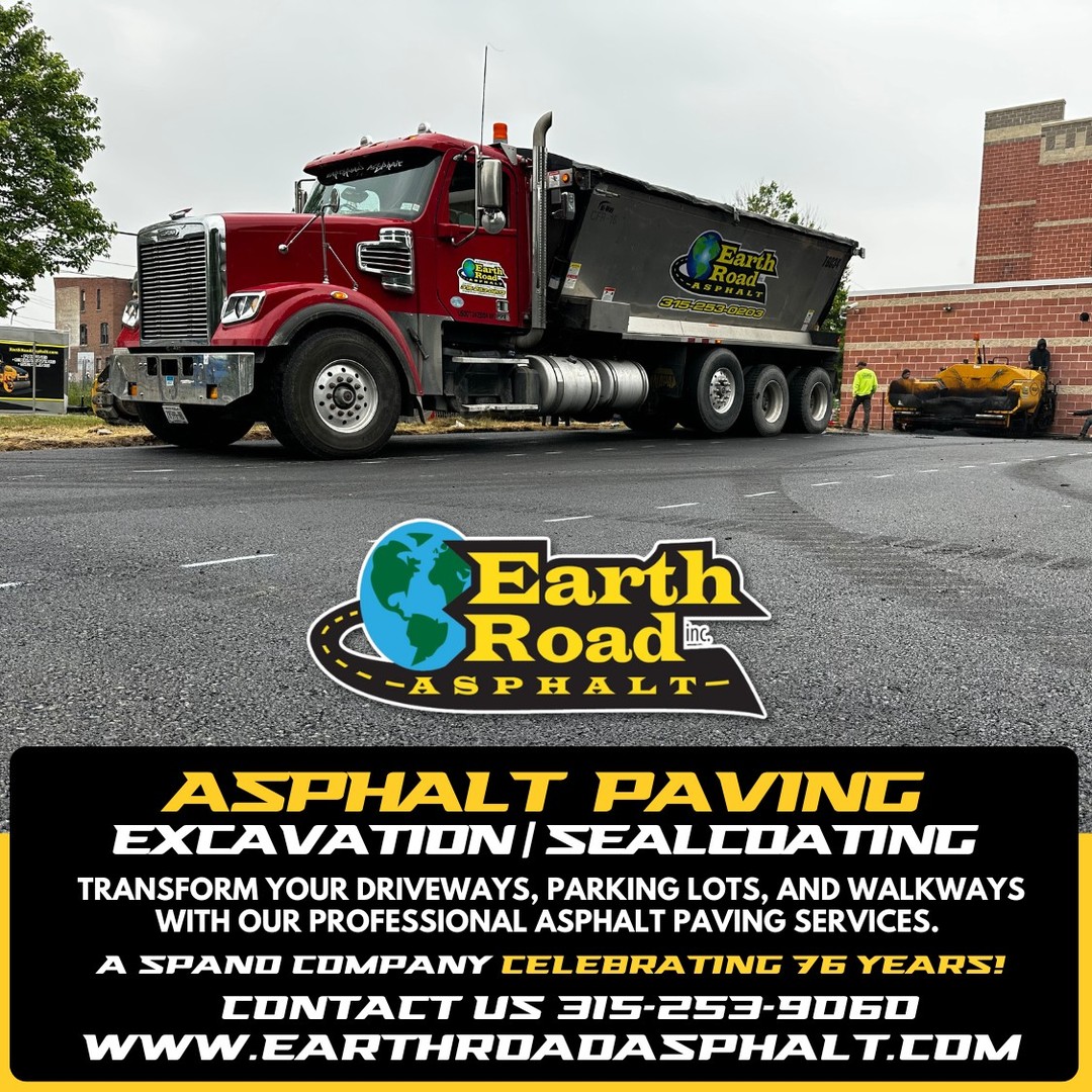 -> ASPHALT PAVING, EXCAVATION, AND SEALCOATING
A strong pavement starts with a solid foundation. At Earth Road Inc. Asphalt, we offer expert excavation to ensure your base is built right. From there, we pave with premium asphalt for a smooth, long-lasting finish.
But we don’t stop there. Our sealcoating service protects your investment from harsh weather, oil spills, and everyday wear and tear. It’s like a shield for your pavement, adding years to its life.
Need a new driveway, parking lot, or roadway? We’ve got you covered from the ground up. Call us for expert paving, excavation, and sealcoating.
#FullServicePaving #SealAndProtect #EarthRoadInc #PavingExperts #DurableResults
CONTACT US FOR YOUR QUOTE TODAY!
315-253-9060
#AsphaltPavingCentralNY #Perfection
#Paving #Milling #Sealcoating #Striping
#AmericanAsphaltWorkers #AsphaltLife #KickingAsphalt!
#AsphaltPavingCentralNY
#madeinamerica🇺🇸 #CommercialPaving #residentialpaving
#blacktop #EarthRoadAsphalt
https://bit.ly/2PwFZoN
277 North St. Bldg. A Auburn, NY 13021