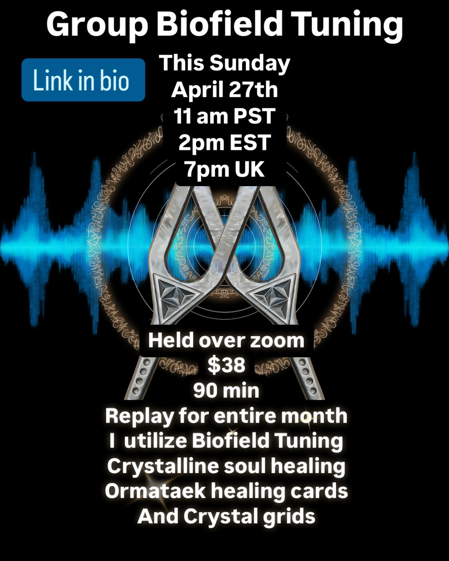 Group Biofield Tuning !! The invitation for APRIL’s group Biofield Tuning is here!! Biofield tuning can help lift your spirits and clear the way if you’re feeling a bit heavy physically and emotionally. Are YOU READY ?? Let’s put the needle on the record and play the song of your field. Yes thats right, you are the record and my fork Is the needle that reads and adjusts your song. Since each session builds upon the next, what this group collective has created has been absolutely phenomenal.
To be the witness to such collaboration is a gift!!
I created it for this who needed a session but couldn’t afford the one on one. Then it became a whole thing !!
I recently added the new #solfeggio set of tuning forks from Biofield Tuning.. loving the 396hz !!!
So far the feedback has been positive.
Come experience biofield tuning in an awesome group setting and at an affordable cost, see what distance sessions are like and how I work as a practitioner. If you’re feeling heavy, out of balance, effects from the collective chaos, waves of tiredness or anxiety, time change weirdness, then I highly suggest a tuning. A one on one is always awesome but doesn’t always fit the budget. So I created this group to assist in all the ways. You get a tuning, feel a bit more supported energetically and physically and have a space to “just be” for 90 mins. When: APRIL 27th
at 11 am PST
2 pm EST
7 pm UK
💵$38
How do distance sessions work and feel?
Through my intention and yours, it works just like all my zoom sessions do. 💯 of healing requires your participation and commitment.
Place: Over zoom
Length: 90 mins
You get access to the video and audio for the
ENTIRE MONTH so you can relisten to the session as much as you feel you need.
I set a grid and intention for the group the night before and do a Crystalline soul healing template for the group and individual. I try to touch on all aspects in these sessions. #biofieldtuning #tuningforks #energymedicine #soundmedicine #biofieldtuningpractitioner