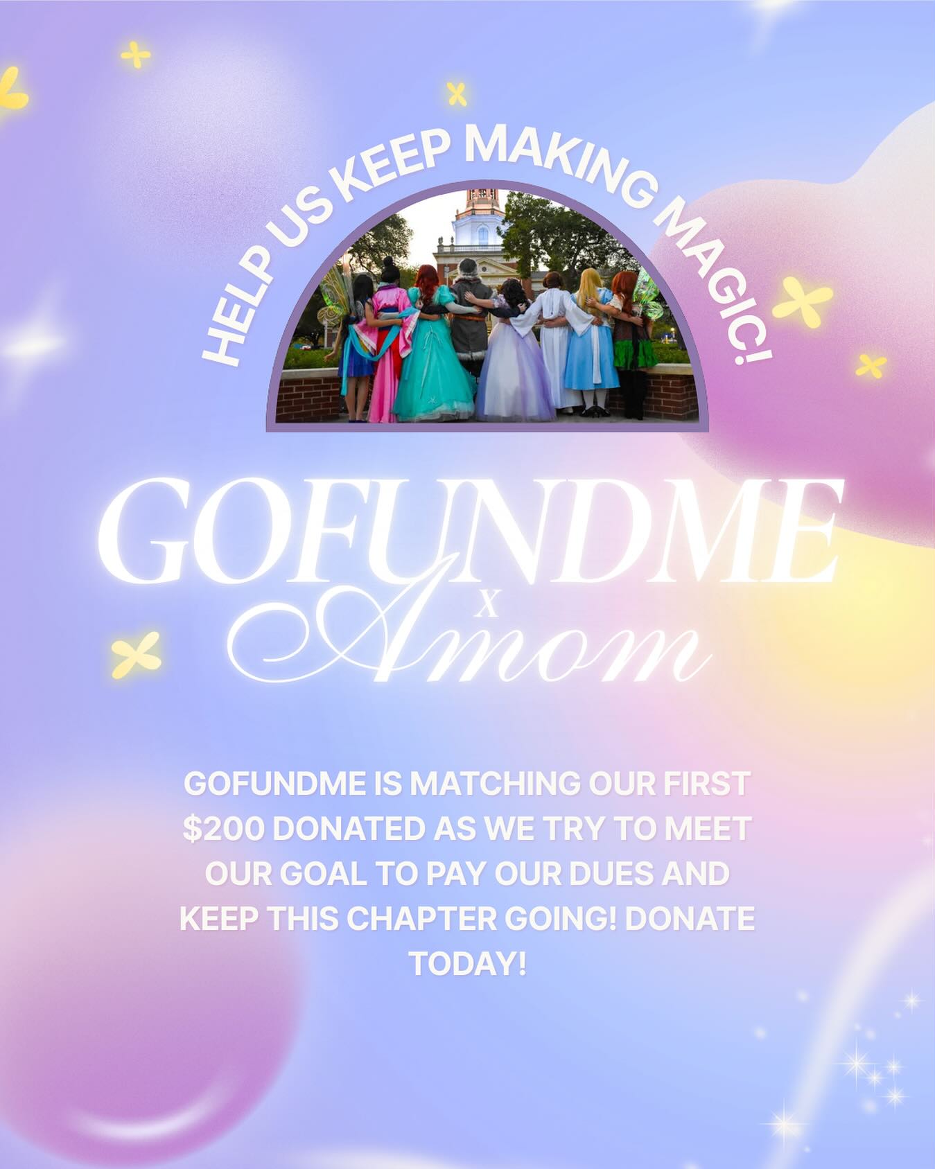 We need your help! Donate using the link in our bio to help keep our chapter going and for us to keep making the magic 💕✨