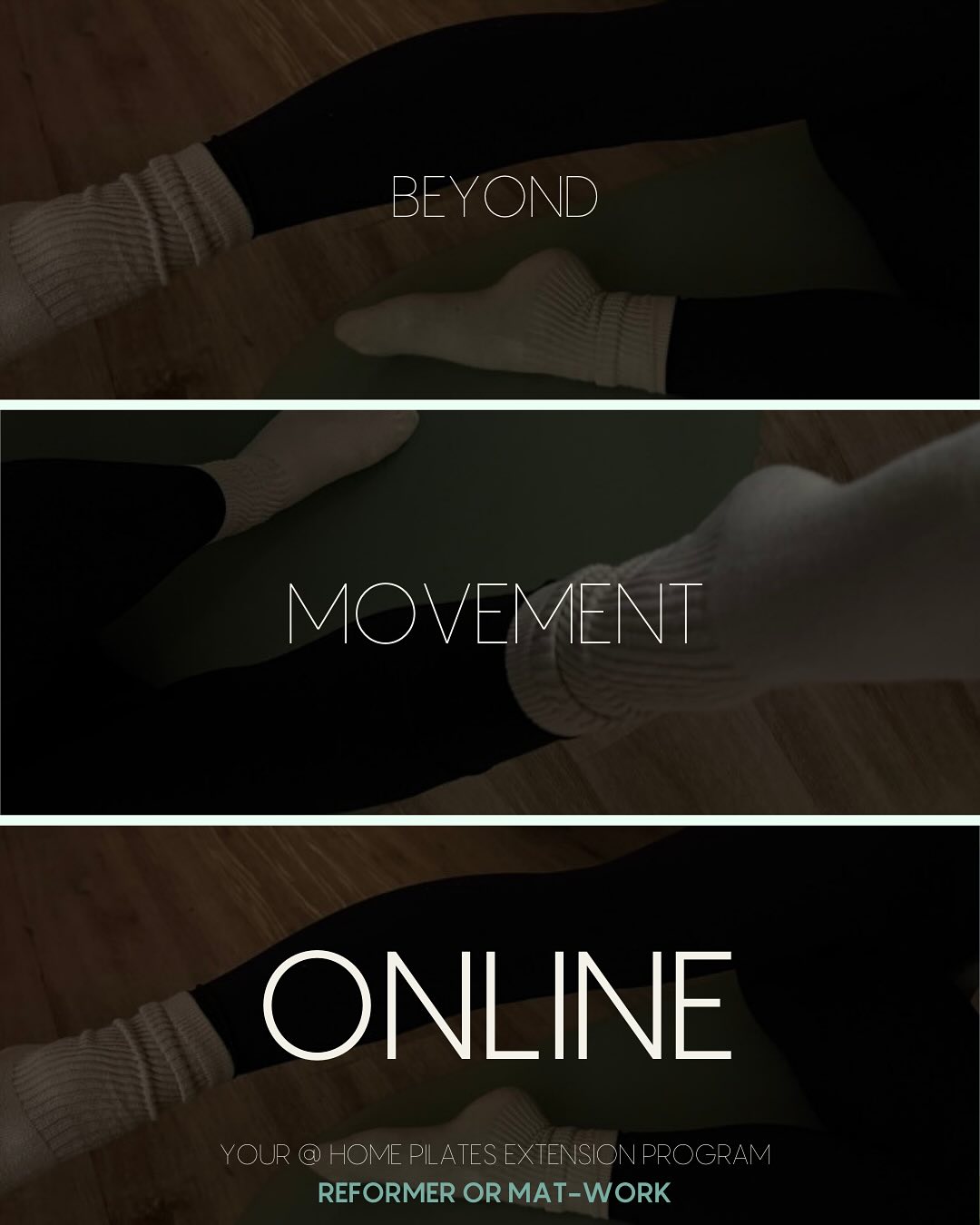 Beyond Movement ONLINE is here!
The perfect extension program to your current Pilates classes or other forms of exercise!
There are 2 packages available! Mat-Work Pilates or at home Reformer.
These short and sweet videos will allow you to keep moving at home, in your own time - allowing you to choose your focus area. The aim is not to replace your current classes/exercise but to compliment it perfectly!
You can purchase these packages through the website in the ‘shop all’ section! An email will manually be sent to you shortly after, with your videos!
Please reach out if you have any questions 🤍
Courtney x