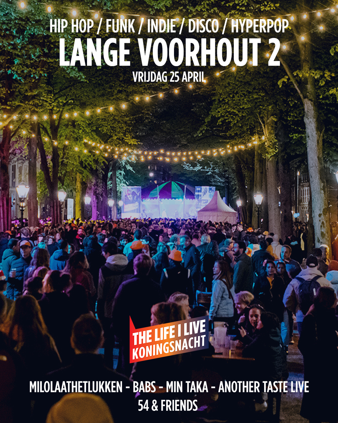 Morgen is podium 2 op het Lange Voorhout de place to be voor de liefhebbers van hiphop, indie, disco en funk.
📍Lange Voorhout 2
🫰Gratis
🎶Vanaf 19:15
#LifeILiveFestival #DenHaag #Koningsnacht2025 #TLIL #TLIL25