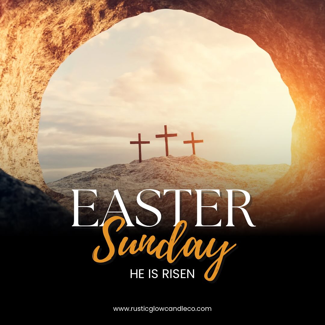 🐣🌸 He is Risen! 🌸🐣
Today we celebrate the greatest hope the world has ever known — Jesus Christ is alive! ✝️ Because of Him, we have new life, new beginnings, and a love that never fails.
May this Easter Sunday fill your heart with peace, joy, and the light of His resurrection. From our family at Rustic Glow Candle Co. to yours — we’re rejoicing with you today. 💛
#HeIsRisen #EasterSunday #FaithOverFear #RusticGlowCandleCo #ResurrectionJoy #JesusLives