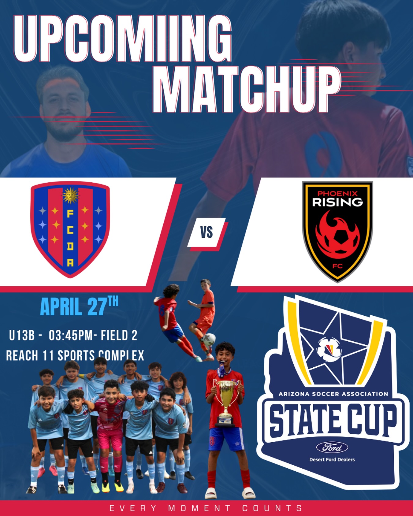 Defending State Champions in the hunt for a second title lead by coach Jair Palomino and Javier Retana. Good luck to our 2012 FCDA boys. 🫡🔴🔵
