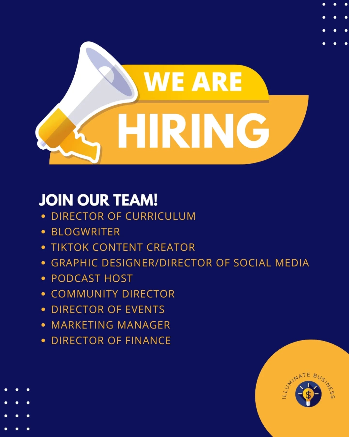 We're hiring! Apply for our new positions:
-Director of Curriculum
-Blogwriter
-Tiktok Content Creator
-Graphic Designer
-Community Director
-Marketing Manager
-Director of Finance
More info in our bio!
#InvestSmart #TeenInvestor #StartInvesting #InvestSmart #TeenInvestor #StartInvesting #illuminatebusiness #nonprofit #investing #investeen #investteentheultimateteeninvestmentguide #teen #ultimate #investment #invest #guide #teenauthor #best #sell #link #release #nonprofits #nonprofitsofinstagram #career #workshop #business #businessteens