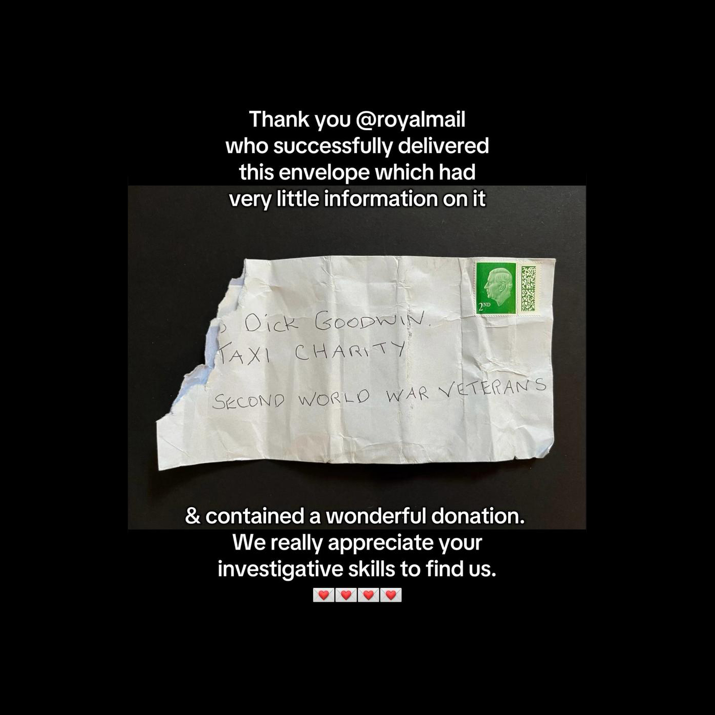 A big thank you to royalmailofficial who successfully delivered this envelope, which had very little information on it, and contained a wonderful donation. We really appreciate your investigative skills to find us. ❤️🔎✉️