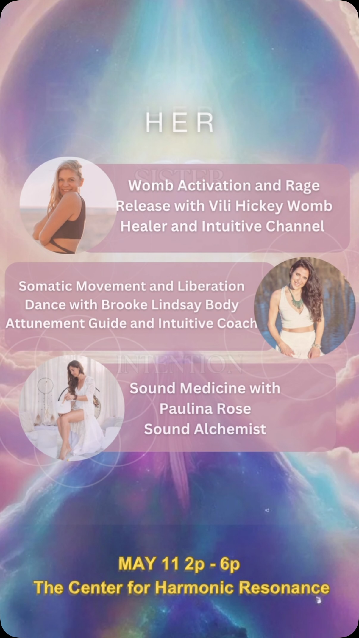 ✨ ELEVATE HER ✨
A sacred afternoon of womb healing, rage alchemy, somatic movement, dance & sound medicine to awaken your heart and ignite your feminine power 💫
Join us this May 11th Mother’s Day for a transformative journey into the depths of your own body and soul. Nurture yourself from the womb of your own being.
💃 Release what’s been held.
🔥 Channel your rage into power.
💓 Reclaim your joy.
🌹 Rise in sisterhood.
☀️ Shine in your authentic self.
Together we move, feel, release & RISE.
Let’s Elevate Her together
📅 May 11 | 🕒 2–6 PM | 📍 Wimberly TX at The Center of Harmonic Resonance
🎟️ Link in bio to reserve your spot
#ElevateHer #WombHealing #RageRelease #BEAMwithBrookelin #FeminineRising #dancemedicine #SomaticMovement #SoundMedicine #DivineFeminine #SacredSisterhood #soundmedicine