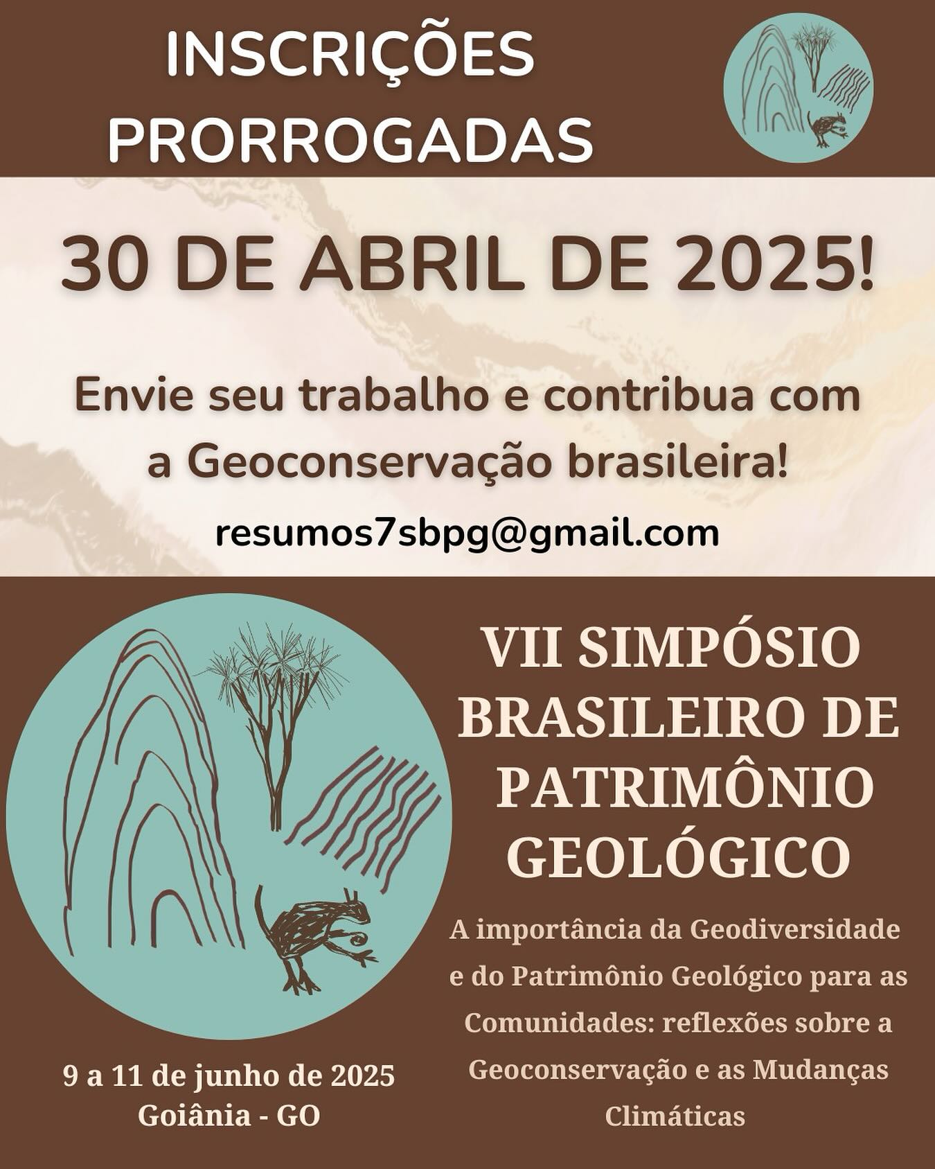 Submissões prorrogadas até 30 de abril!
Devido a instabilidades em nossa plataforma no último domingo, estendemos o prazo para a submissão de resumos. Caso ainda encontre alguma dificuldade no envio, pedimos que encaminhe seu trabalho diretamente para o e-mail: resumos7sbpg@gmail.com.
Pedimos desculpas pelos inconvenientes e agradecemos a compreensão.
Não perca a oportunidade de contribuir com um evento essencial para o fortalecimento da pesquisa em geoconservação no Brasil!
Envie seu trabalho e participe! https://www.even3.com.br/vii-sbpgSubmissões prorrogadas até 30 de abril!
Devido a instabilidades em nossa plataforma no último domingo, estendemos o prazo para a submissão de resumos. Caso ainda encontre alguma dificuldade no envio, pedimos que encaminhe seu trabalho diretamente para o e-mail: resumos7sbpg@gmail.com.
Pedimos desculpas pelos inconvenientes e agradecemos a compreensão.
Não perca a oportunidade de contribuir com um evento essencial para o fortalecimento da pesquisa em geoconservação no Brasil!
Envie seu trabalho e participe! https://www.even3.com.br/vii-sbpg