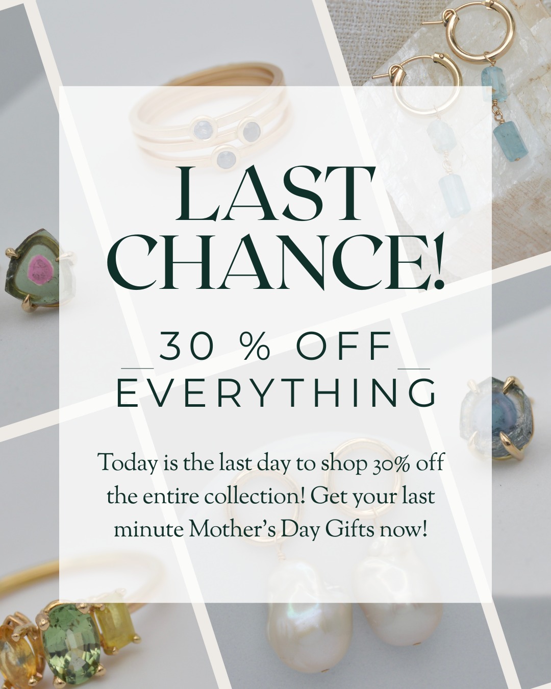 Today’s your last chance to shop the Spring Sale!
Take 30% off everything!
Just in time to find a meaningful, handmade gift for Mother’s Day.
Orders placed today will still arrive on time, so whether you're celebrating a mom, a mother figure, or yourself, don’t miss out.
Sale ends at midnight 🌙
#handmadejewelry #finejewelry #mothersdaygifts #jewelrysale #supportsmallbusiness #shopsmall #independentjeweler #portlandmaine #jewelrydesigner #springstyle #giftideas #goldjewelry #silverjewelry #heirloomjewelry #customjewelry