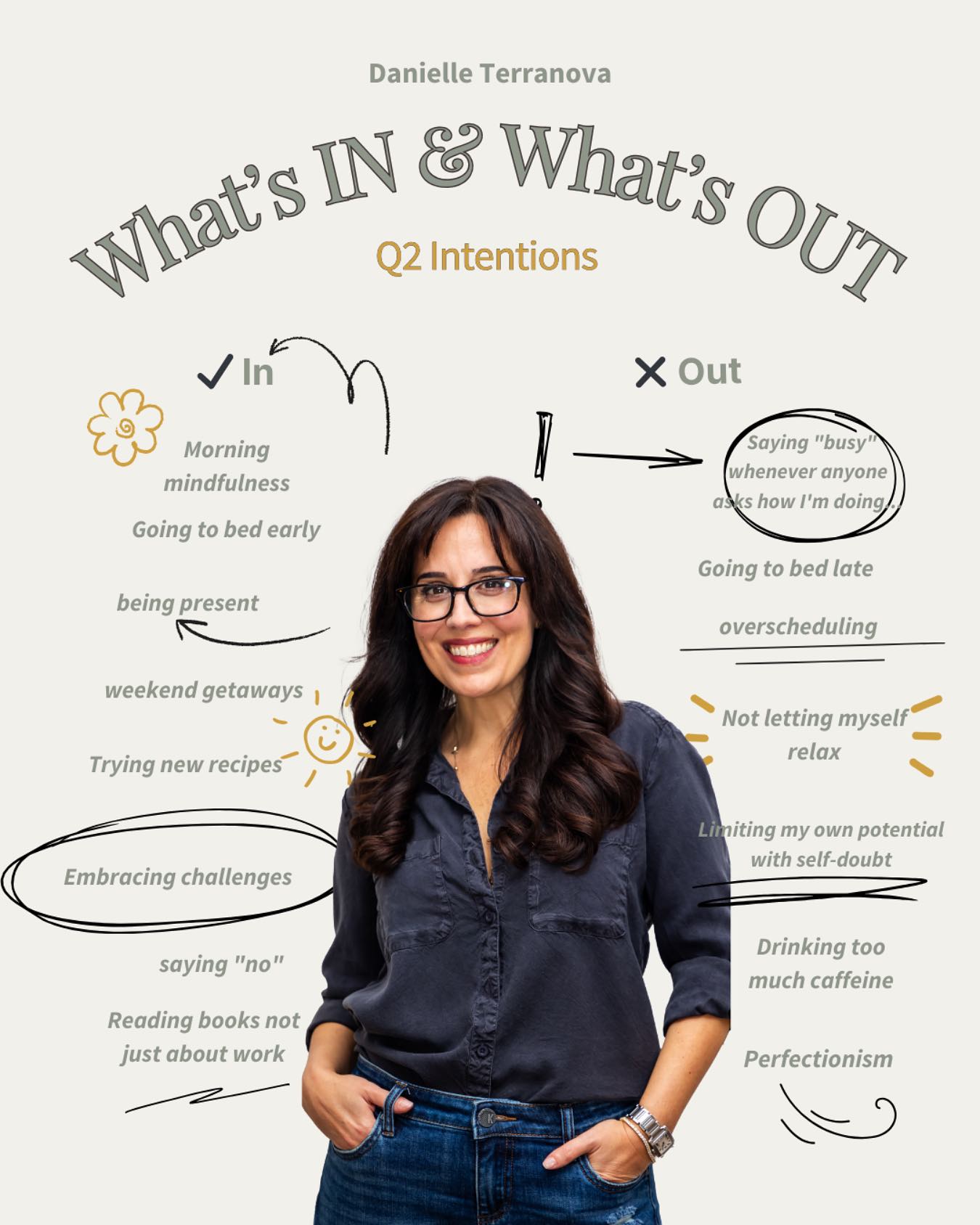 Q2 IS HERE, BUT BEFORE YOU SET YOUR GOALS, READ THIS 👇🏼
Most people set goals, only to see them fade away. What if instead, you chose intentional SHIFTS that actually stick?
IN for Q2:
↳ Morning mindfulness to start the day with clarity
↳ Saying “no” to protect my energy
↳ Weekend getaways to recharge
↳ Embracing challenges that push me to grow
↳ Reading books that aren’t JUST about work
↳ Being fully present
↳ Trying new recipes and making meal prep fun
↳ Going to bed early
OUT immediately:
↳ Drinking too much caffeine (keeping it balanced)
↳ Overscheduling myself into burnout territory
↳ Not letting myself fully relax and unwind
↳ Perfectionism
↳ Self-doubt
↳ Going to bed too late and feeling drained
↳ Saying “busy” when people ask how I’m doing
These intentions aren’t random; they’re aligned with what I’ve learned in Q1, who I am TODAY, and where I’m headed.
Are you ready for Q2? ✨
#Leadership #GoalSetting #PersonalDevelopment #SelfGrowth #Mindfulness #TimeManagement #Productivity #LeadershipSkills #SelfCare #SuccessMindset