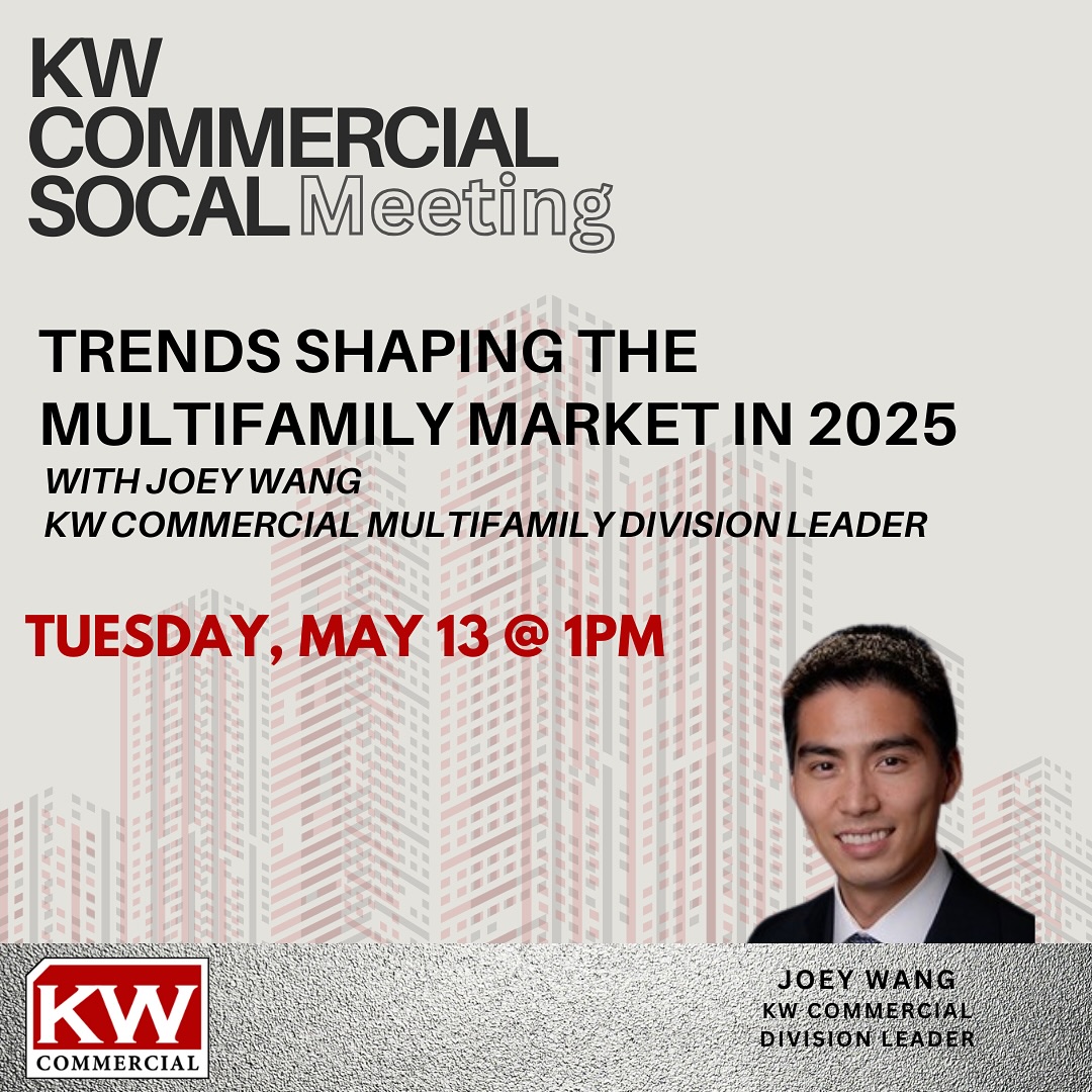📊🏢 What trends are shaping the multifamily market in 2025?
Let’s look at the big picture with KW Commercial’s Multifamily Division Leader, Joey Wang. 👀📈
👍Tuesday, May 13 at 1pm.
👍DM for Zoom details
#MultifamilyRealEstate #CRE #KWCommercial #MarketTrends #realestate2025