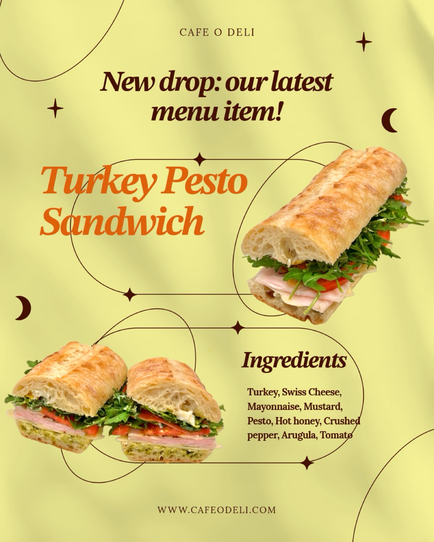 New on the menu: Turkey Pesto Sandwich🥪 #cafeodeli #irvinecafe #turkey #pesto #sandwich