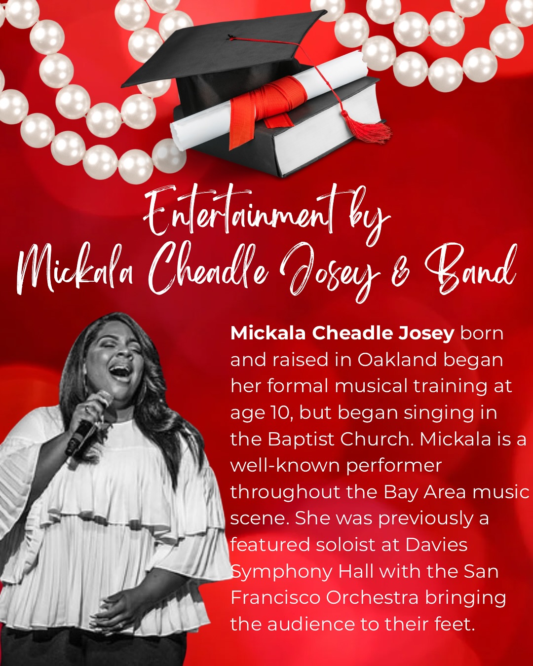 Run! Don’t walk, to get your tickets TODAY! We are excited to announce Mickala Cheadle Josey & Band will bring our entertainment! You don’t want to miss it.
Early Bird sales end on Wednesday, 4/30.
🔗Sfacdst.org/events
#scholarship #deltasigmatheta