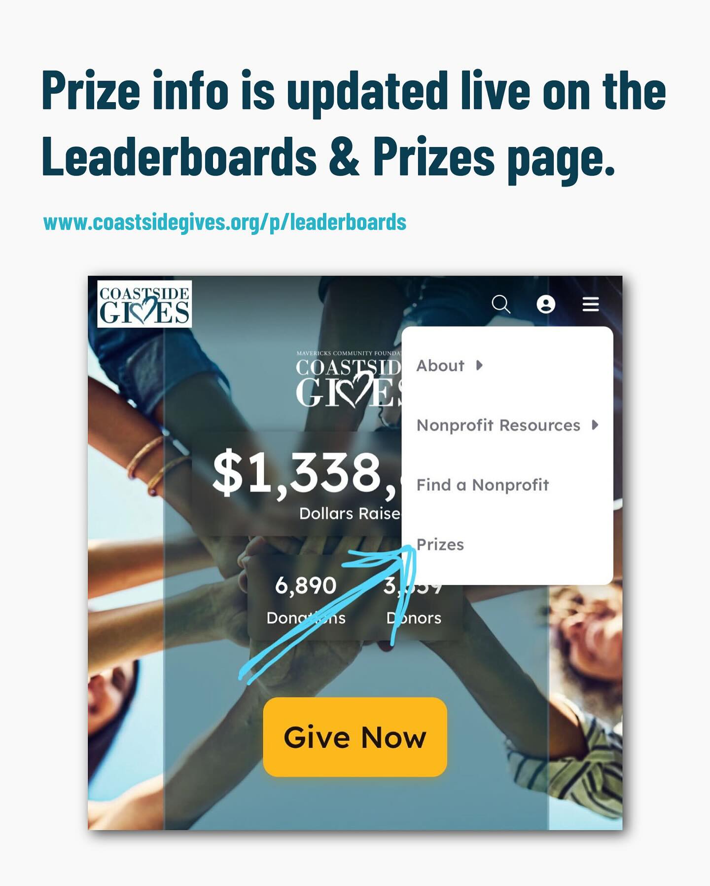 Friendly reminder that our crew is working diligently to update the Leaderboards & Prizes page LIVE with all of the latest information about prizes won! Check there frequently to see who is winning golden tickets, power hours, and all other prizes!
A direct link to this page is in our bio 💙
#tracking #prizes #leaderboards #updatedlive #coastsidegives #coastsidegives2025 #givewhereyoulive