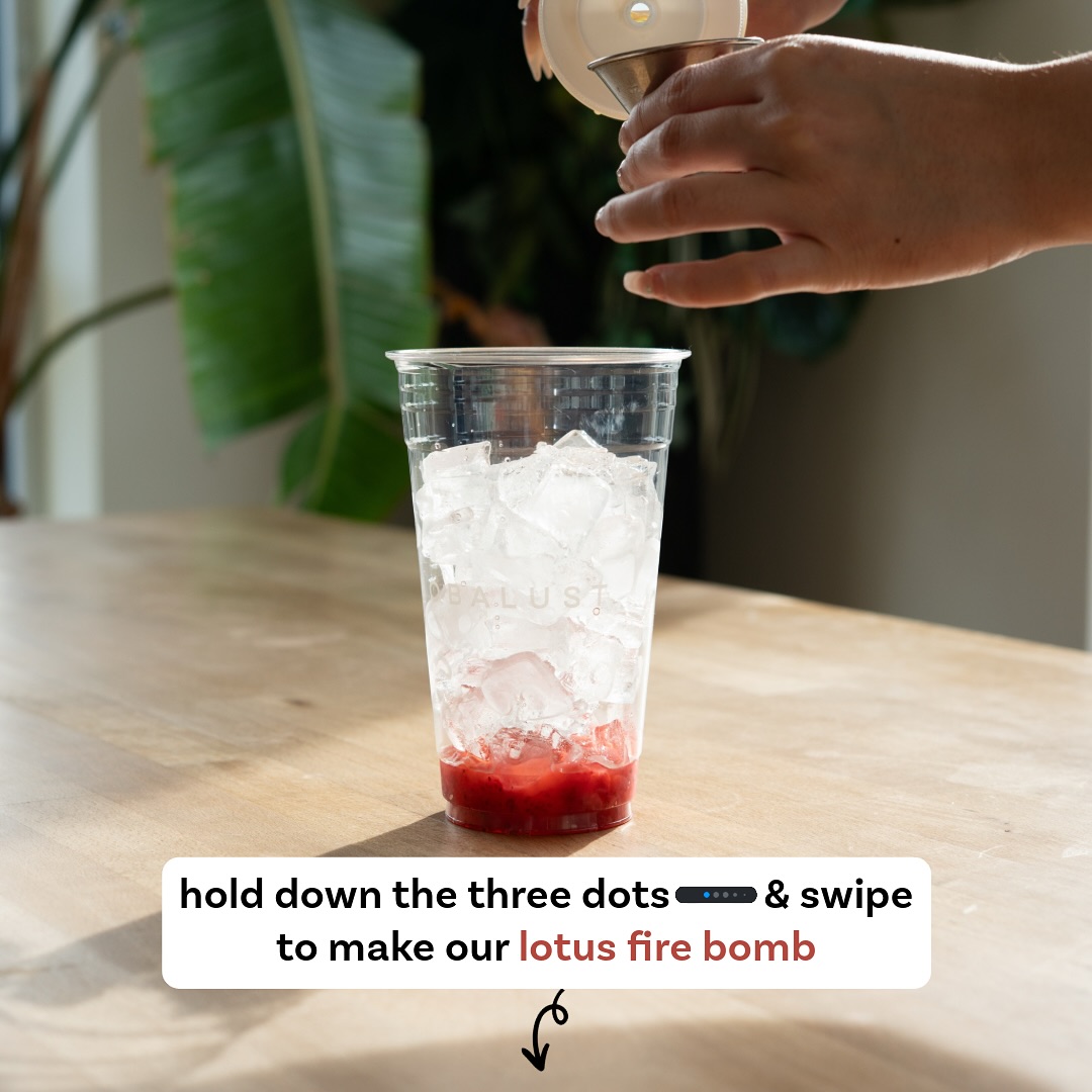 smooth with a floral kick 🪷🔥 Lotus Fire Bomb’s here to lift you higher ~ shaken strawberry rose tea with real strawberry bits 🍓🌹