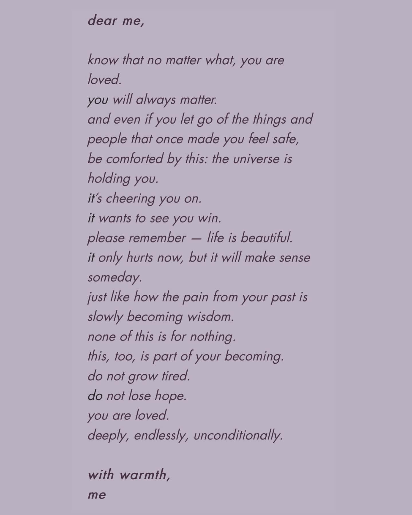 Sometimes, when everything feels heavy, we forget: we are our own greatest help.
A little love letter to myself — and maybe to you, too.
You can read the full piece on the blog
Link in Bio💜✨
#lettertomyself #selflovejourney #healingwords #lavenderhours