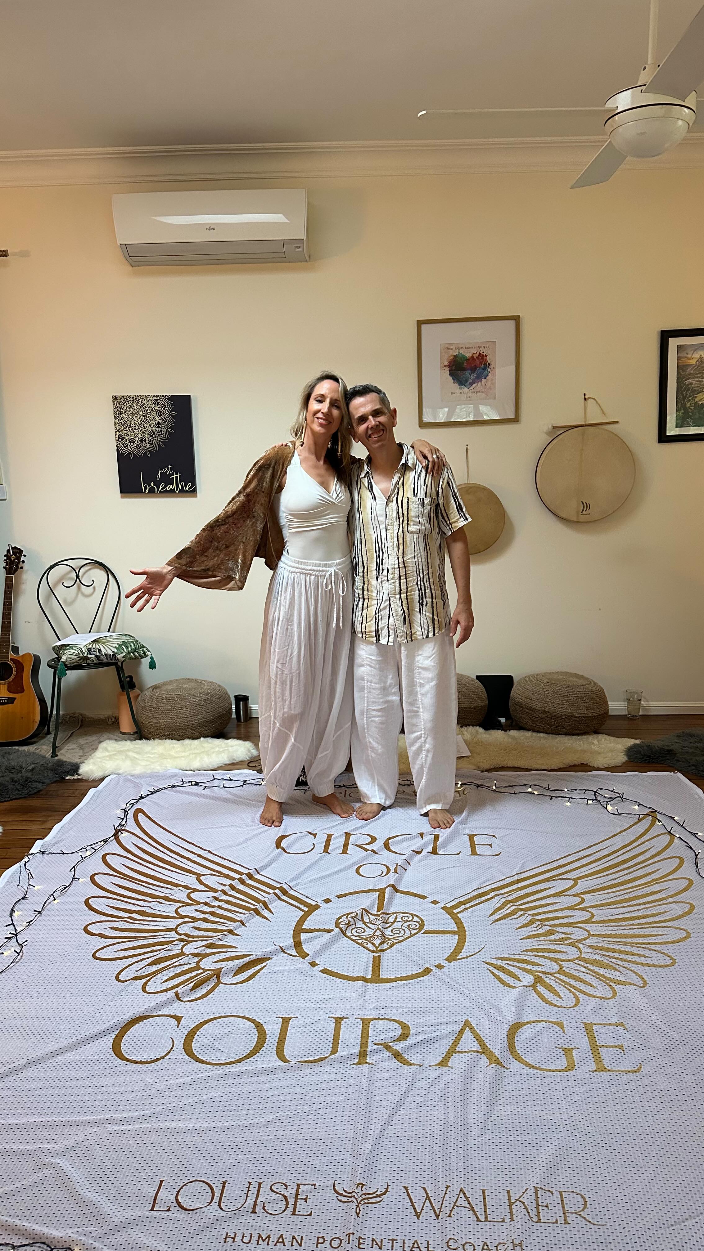 Such a blessing to host @louisewalker.com.au and her Circle of Courage series at Oasis Within on the weekend where she shares her stories of courage and resilience. James Brett of @unlimited_potential_co shared his vulnerable story of surviving stage 3 cancer publicly for the first time. Skye Magnus joined us from Byron to weave her lyrical genius and beautiful voice into the mix. It was a heart opening enriching experience, shared with old and new friends. Thank you thank you to all that attended. #healing #courage #growth #connection #community