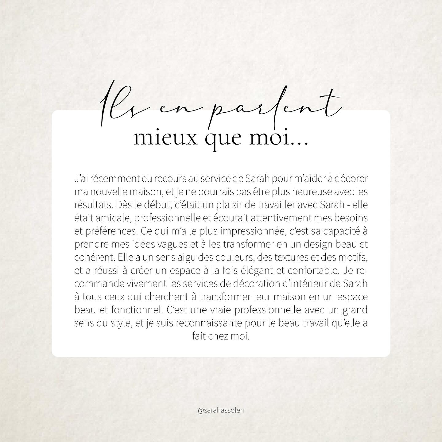 | ILS EN PARLENT MIEUX QUE MOI
Recevoir ce genre de retour est toujours une immense joie.
Merci infiniment pour votre confiance et votre enthousiasme tout au long du projet !
Vous aussi vous rêvez d’un intérieur pensé pour vous ? Parlons-en !
deco #decoration #decoratricedinterieur #interior #design #interiordesign #interiordesigner #architectedinterieur #avis