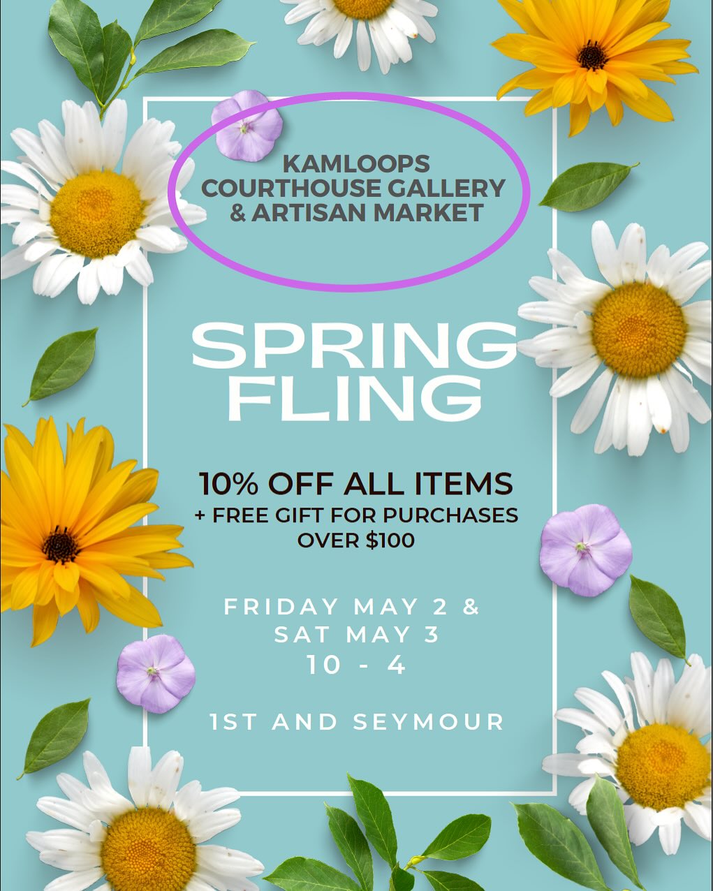 Our annual Spring Fling Sale is now on!! Save 10% on everything in store. The Spring Fling Sale is running today and tomorrow. Come visit us at the Kamloops Courthouse Gallery from 10am - 4pm. 🌷
.
.
,
,
#kamloops #yka #kamloopsbc #bcartist #kamloopsbusiness #kamloopsartist #shoplocalkamloops #shoplocalbc #handmade #artisan #artisanmade #artisanmarket #oldkamloopscourthouse #springfling #sale #artist #collective #bc #canadianartist #pottery #jewelry #painting #metalwork #sculptures #textileart