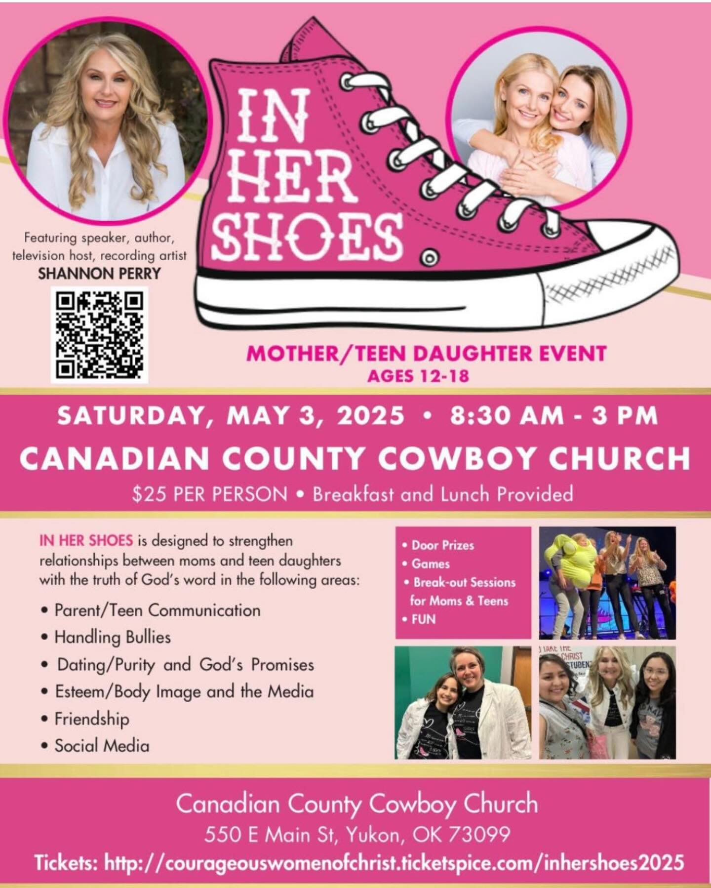 THIS SATURDAY!! Mom’s and Teen girls! It’s going to be an amazing day! Sign up at inhershoestour.com #momsofoklahoma #oklahomamoms #oklahomahomeschool #texasmoms#momsintexas #oklahomaprivateachool