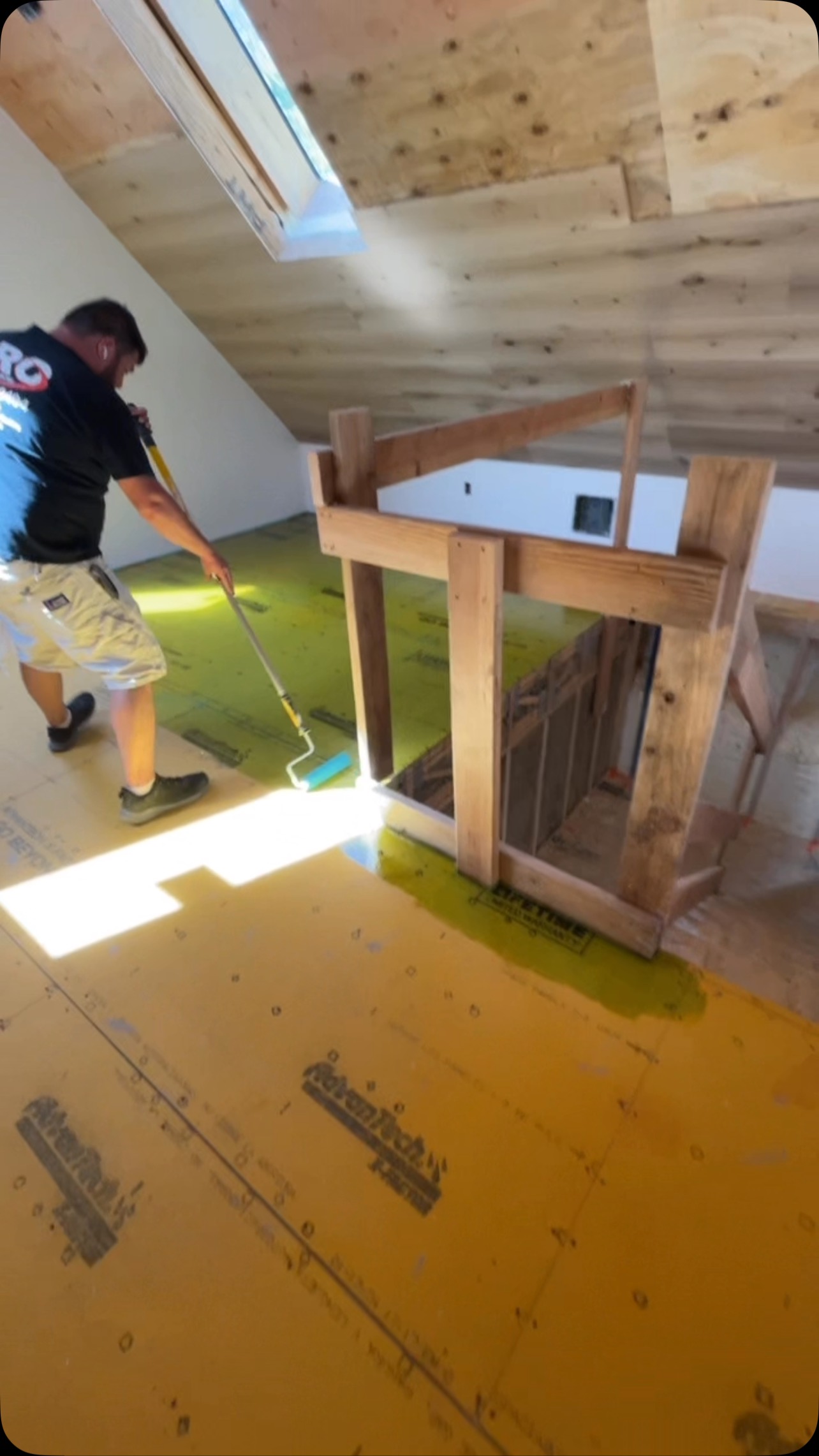 Laying down a liquid vapor barrier before our hardwood goes in.
We’re all about the extra mile: this clear, high-performance seal locks out moisture at the subfloor level so your boards stay flat, stable, and beautiful for decades. By controlling vapor from below, we eliminate cupping, minimize movement, and ensure every plank performs at its best—no surprises, just superior quality.
Building for longevity means thinking through every layer. It might be a bit “overkill,” but when it comes to a true luxury finish, there are no shortcuts or sacrifices.
#EchelonBuilders #LuxuryHomes #CustomBuilding
#humiditycontrol #plasterdrying #engineeredwood #buildingperformance #luxurybuild #moisturemanagement #finishcarpentry #highendconstruction #architecture #luxury #customcabinetry #flooring #vaporbarrier #subfloorprep #constructionlife #qualitycontrol #builttoLAST