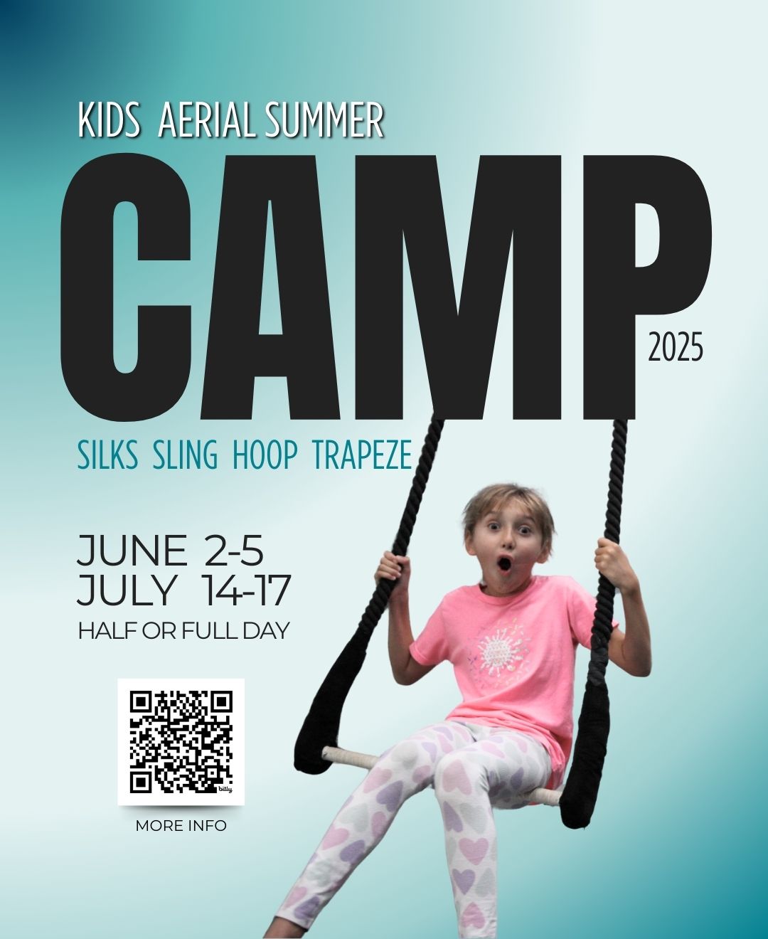 🌀 Ready to fly this summer? Our Kids Aerial Summer Camp is back — 4 days of silks, sling, hoop, games & crafts! 🎪✨
Spots are filling fast — let your little ones soar with us!
📅 June 2–5 | 📍 Frisco Studio
#AerialSummerCamp #KidsInFlight #FriscoEvents #CircusFun #LetThemSoar