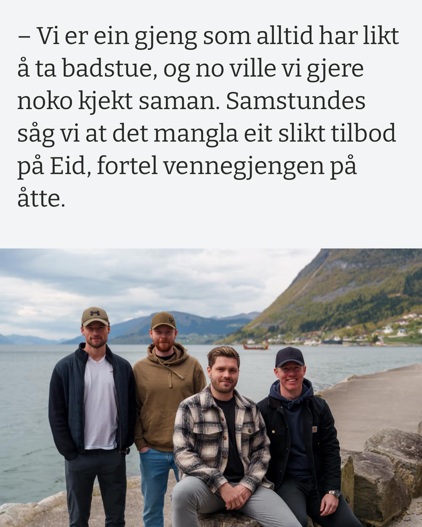 Artikkel om BADESTOVA I Fjordabladet 👏🏼
Her kan du lese meir om oss:
https://www.fjordabladet.no/nyhende/i/nyjJma/satsar-med-nytt-tilbod-noko-vi-sjoelv-har-sakna
Vi gler oss til opning ♨️🥳