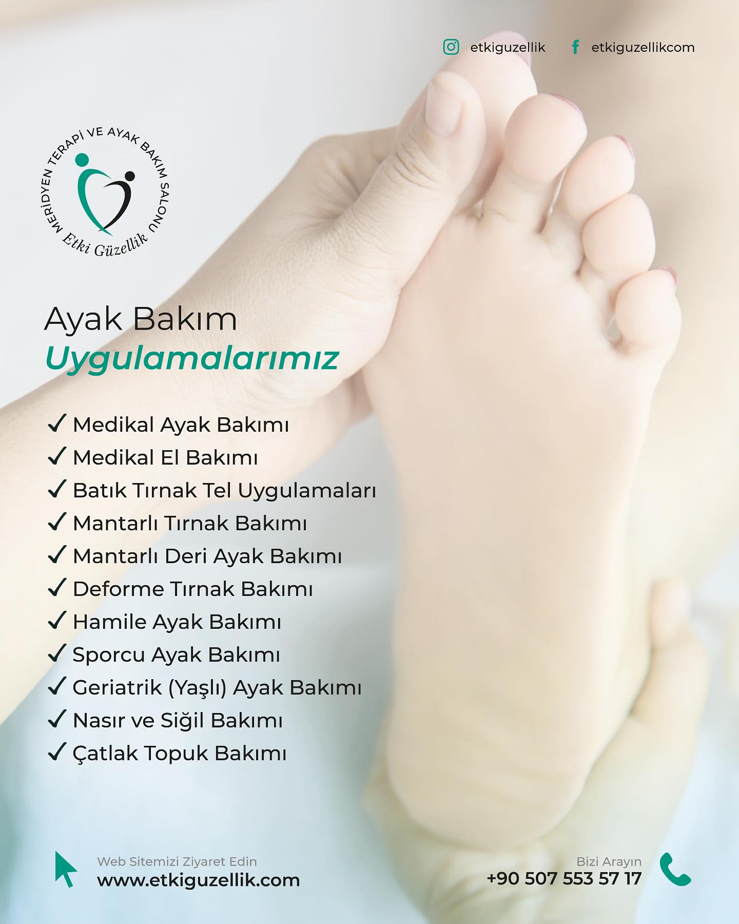 Ayaklarınıza Hak Ettiği Değeri Verin! 👠👞
Medikal bakım, mantarlı tırnak tedavisi, nasır ve çatlak topuk bakımı gibi birçok özel hizmet Etki Güzellik’te sizi bekliyor!
Sağlık dolu bir yaşama adım atmak için hemen bizimle iletişime geçin!
☎️ +90 507 553 57 17
✉️ etkiguzellik@gmail.com
🌐 www.etkiguzellik.com
📍 İstiklâl Mh. Millet Cd. No:115 D:6 Çan, ÇANAKKALE
——
#ayakbakimi #medikalbakim #etkigüzellik #saglikliadimlar #bakimzamani