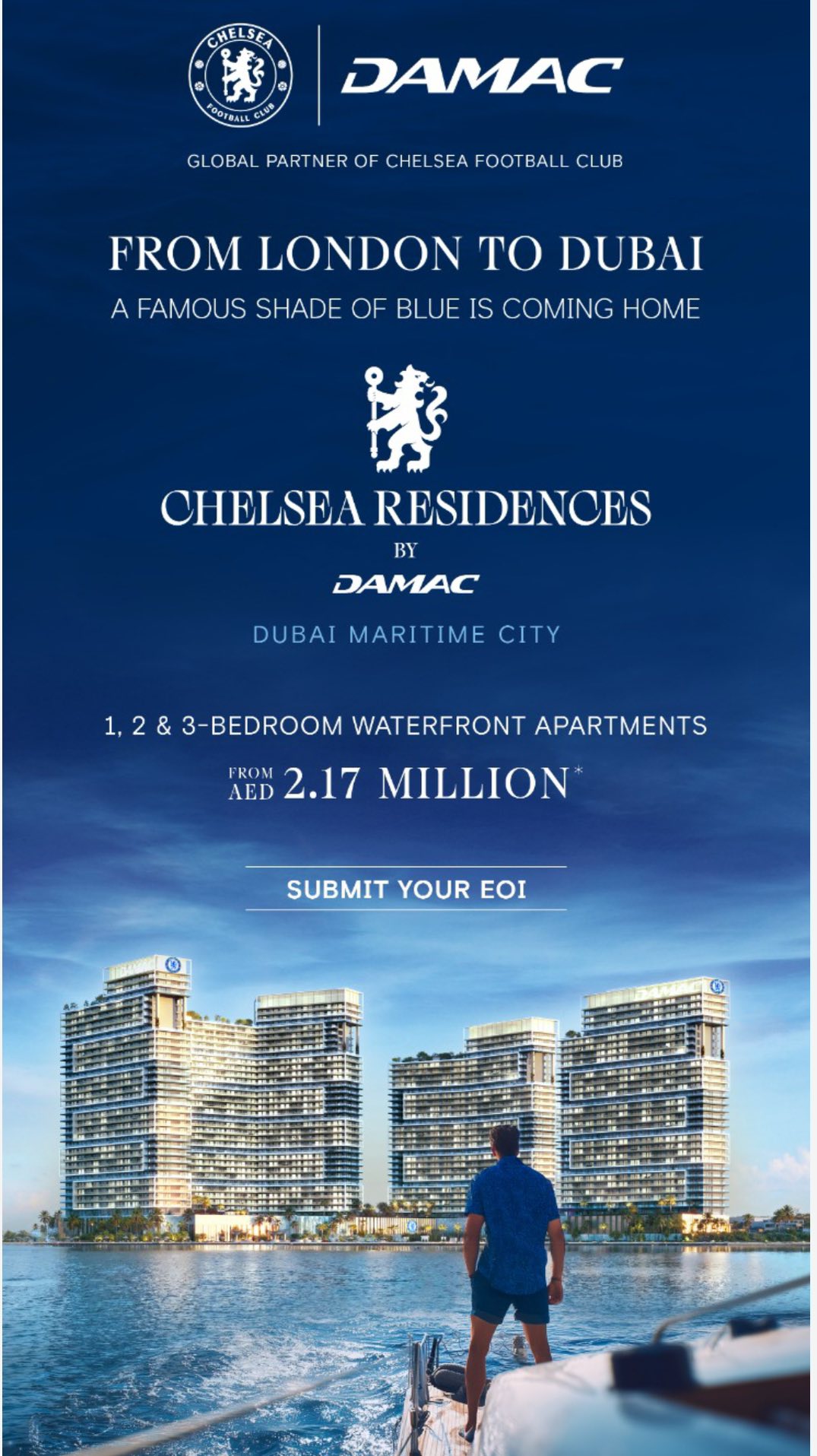Dubai’s 1st Chelsea FC branded residences have officially kicked off!
Where football legacy meets waterfront luxury — only with Damac Chelsea Residences.
⚽ Rooftop football pitch
🦁 Chelsea lion statues
🌊 Panoramic sea views from every unit
✨ Infinity sand pool | Aqua gym | Starlit spa
🏙️ Minutes from Downtown & DXB
1BR from AED 2.16M | 60:40 Payment Plan
EOI starting AED 100K | Handover: Dec 2029
This is not just a home… it’s a lifestyle.
Live legendary. Live Chelsea.
#ChelseaResidences #DamacProperties #BrandedResidences #ChelseaFC #DubaiLuxury #DubaiRealEstate #WaterfrontLiving #FootballMeetsLuxury