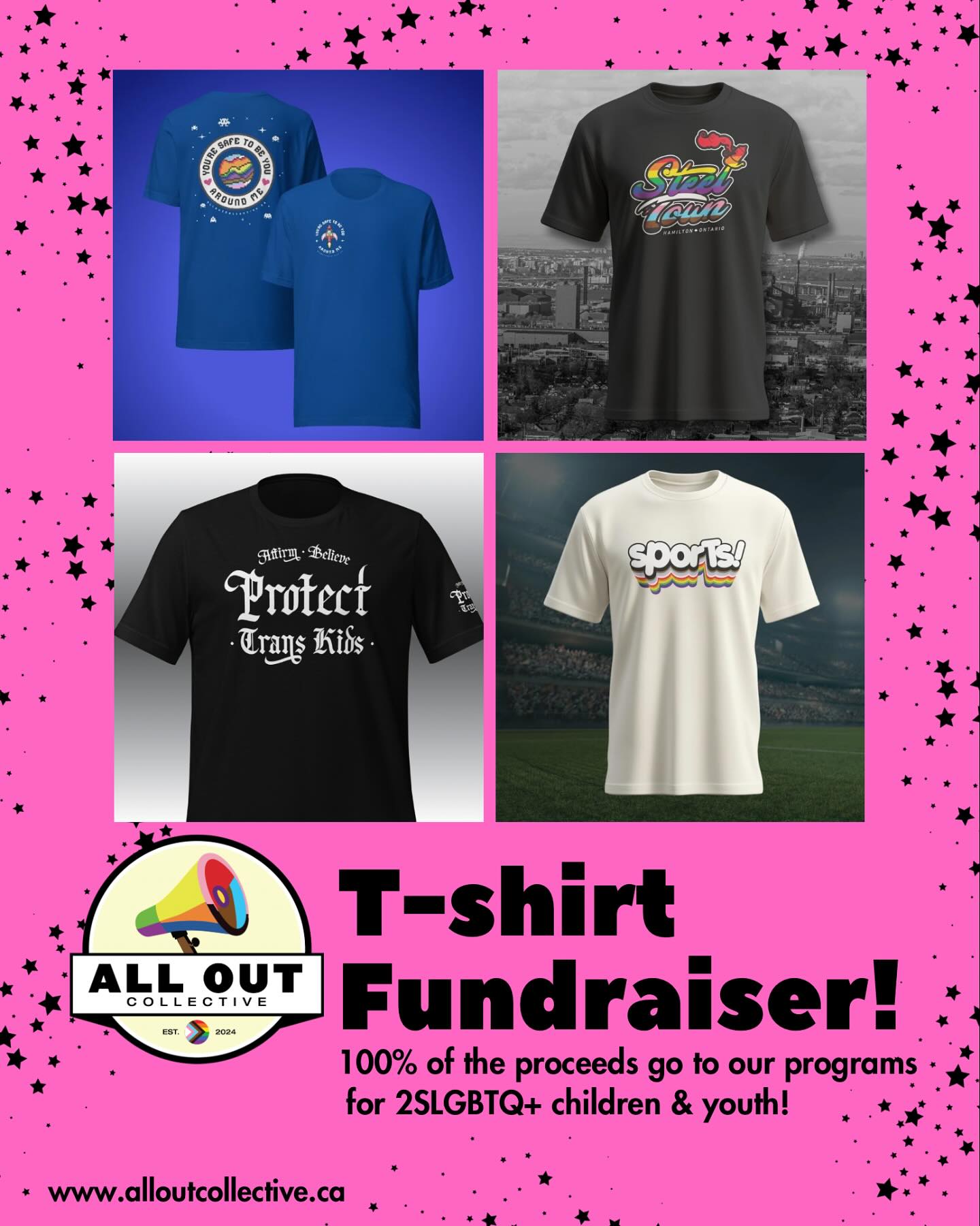 SUPPORT OUR PROGRAMS
As a grassroots organization we rely on the generosity of community donations and our small fundraising initiatives like our t-shirts!
100% of the proceeds from our shirt sales goes right back into our programming - paying for art materials, space rental, and keeping our programs free or low cost and accessible!
Know that purchase of a T-shirt from us is going directly into providing community, support & much needed affirming and safer spaces for queer & trans children, youth & their families!
#2slgbtq #protecttranskids #communityiseverything #lettranskidsbloom