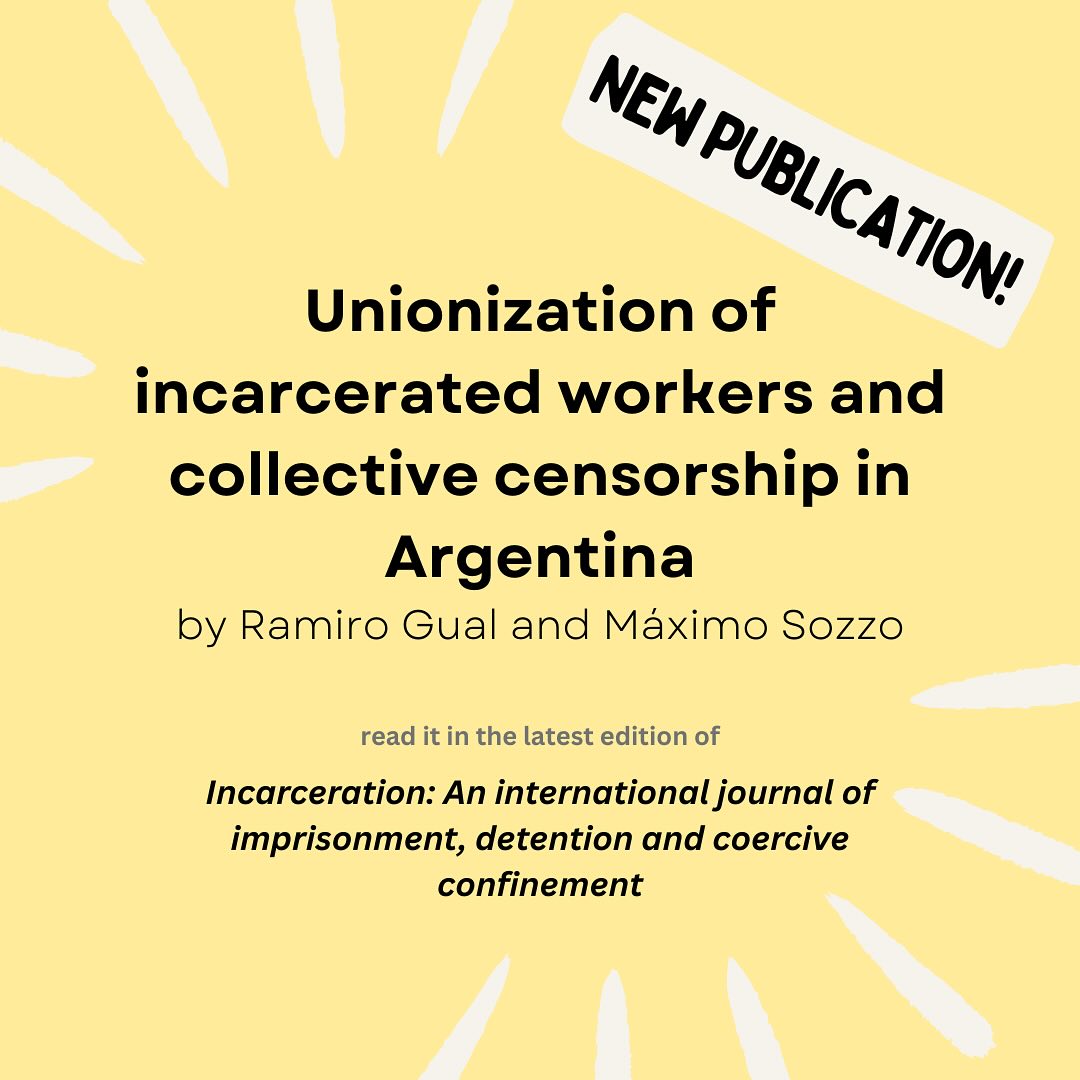 Our research team is constantly working to learn about and reveal the realities, struggles, and accomplishments of people living in incarceration. This new article by PTP co-investigators Ramiro Gual and Máximo Sozzo describes the history and experience of unionization of incarceration workers in federal prisons in Argentina. (Link in bio)
👏✊
Nuestro equipo de investigación trabaja constantemente para conocer y revelar las realidades, luchas y logros de las personas que viven en prisión. Este nuevo artículo de los coinvestigadores del PTP Ramiro Gual y Máximo Sozzo describe la historia y la experiencia de sindicalización de los trabajadores penitenciarios en las cárceles federales de Argentina. (Enlace en la biografía)
👏✊
Notre équipe de recherche s’efforce constamment de connaître et de révéler les réalités, les luttes et les réalisations des personnes vivant en milieu carcéral. Ce nouvel article de Ramiro Gual et Máximo Sozzo, cochercheurs du PTP, décrit l’histoire et l’expérience de la syndicalisation des travailleurs de l’incarcération dans les prisons fédérales en Argentine. (Lien dans la bio)
👏✊
#prisontransparencyproject