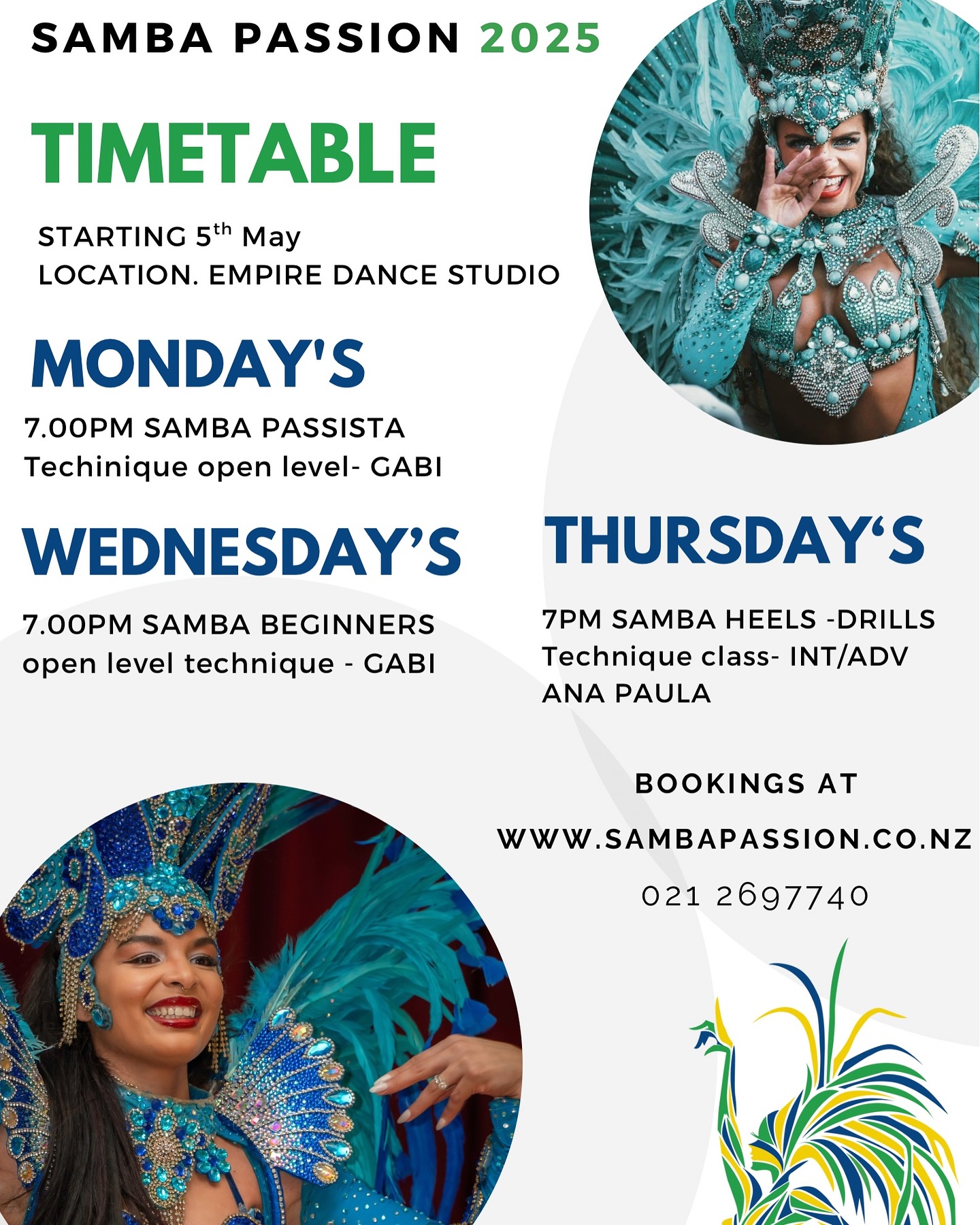 We are excited to announce our new classes starting next week 🇧🇷 5th MAy
Join our beautiful samba community ❤️
To register link in BIO
www.sambapassion.co.nz
.
.
.
#danceclasses #sambadance