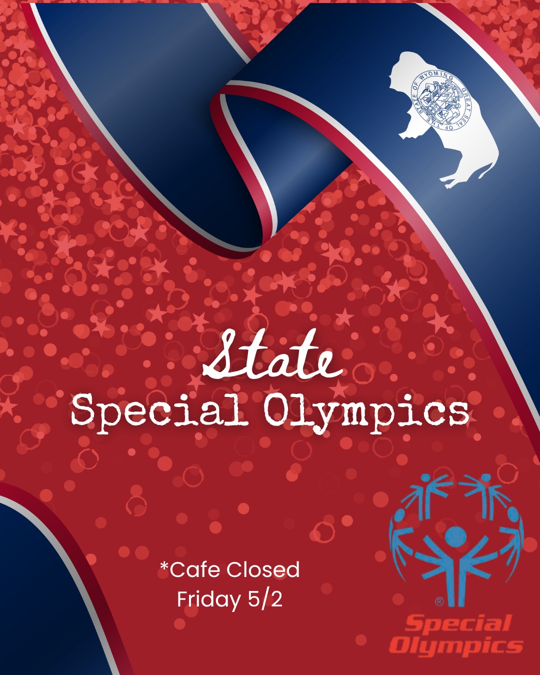 This Friday 5/2 Pardners Cafe will be closed as 8 of our awesome Pardners compete in the State Special Olympic Games!
April, Colin, Emma,
Emily, Jana, Rena, Westy and
Victor would all love your well
wishes and encouragement!
#specialolympics #pardnerscafe #wyomingstrong #togetherforgood #adultswithdisabilities #bettertogether #athleteslife #specialolympicswy #codywy #supportlocalathletes #supportspecialneeds #supportspecialolympics #loveourathletes