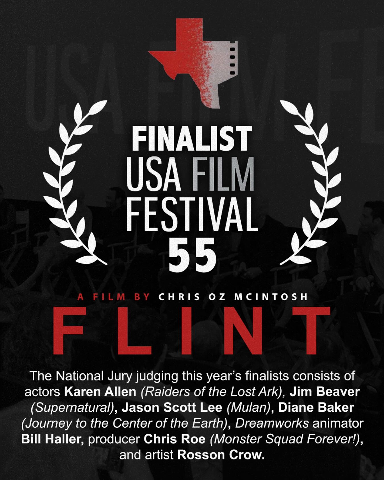 MORE COOL NEWS from Flint! We were ALSO recently named a Finalist at USA Film Festival 55, where we were viewed by their National Jury including the LEGENDARY Karen Allen! 😳🤯 I guess Flint IS “Indiiiiiieeee!” after all! 😏🎥🎞️🤠💥 #indiefilm #okiefilm