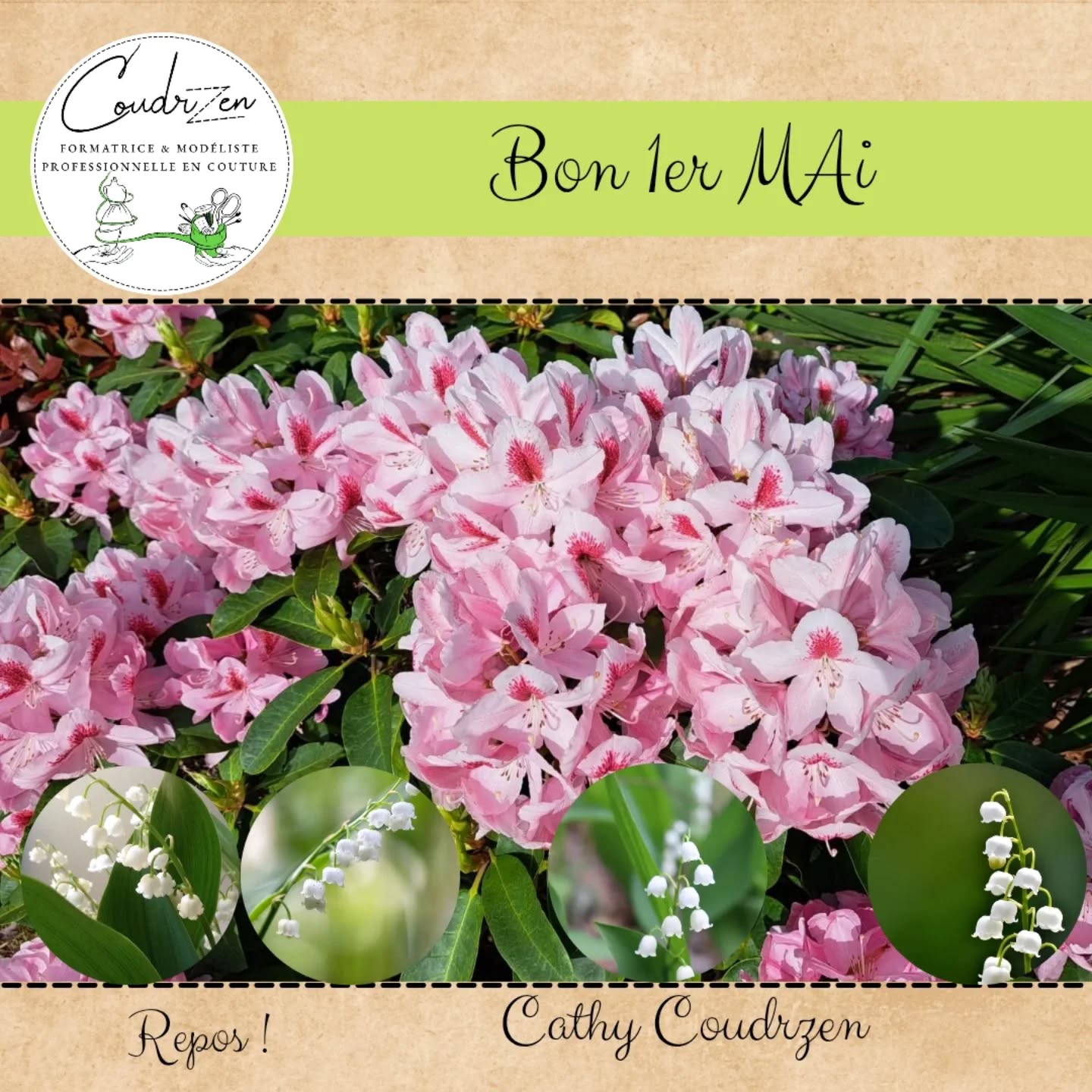 Mon rhododendron rose est plus en fleurs que le brin de muguet !!!🤣🤣 Bonne journée.