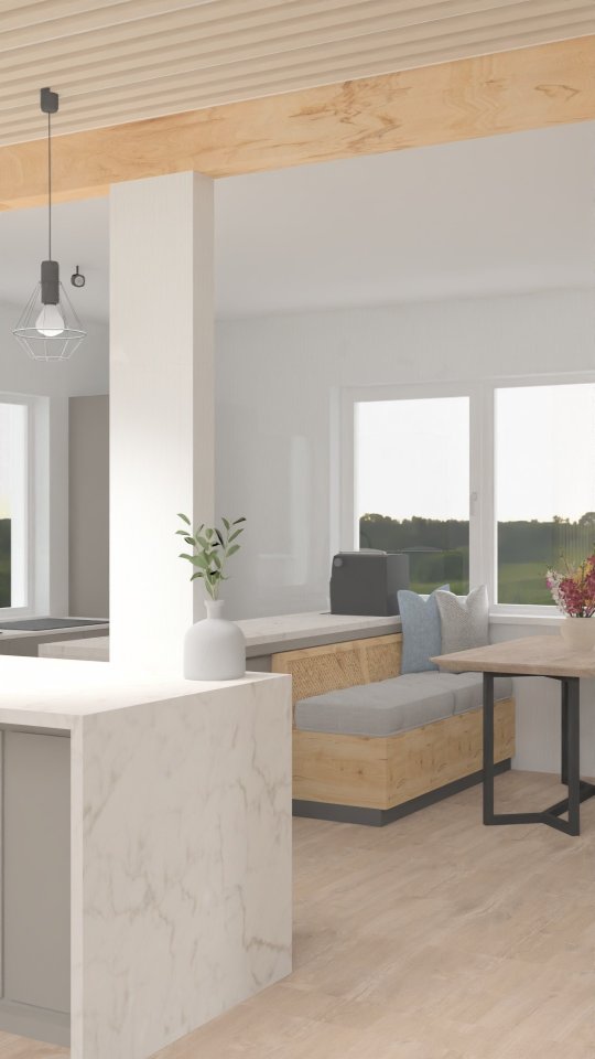 Sanierung - was tun, wenn Küche und Essbereich zu weit auseinanderliegen?
Na dann lasst uns doch die Küche so gross planen, dass ein kleiner Essbereich dort Platz findet, um gemeinsam zu frühstücken, zu quatschen oder einen Kaffee zu trinken. Und da die Küche der Lebensmittelpunkt ist, wird diese zusätzlich mit einer Halbinsel ergänzt, auch hier mit Sitzmöglichkeiten.
Und das Highlight? Das grosse, neue Panoramafenster über der Spüle...
Und kommt mir nicht mit dem Putzthema, ich weiss 😎.. wer nicht täglich putzen will kann es auch höher planen und trotzdem dem Blick nach aussen geniessen😅😄 ist dann immer noch mega schön 🤩
#grundrissliebe #Sanierungsgrundriss #grundriss #Aussicht #Panoramafenster #Kochinsel #küche #sitzbank #Umbau #Beratung #Visualisierung