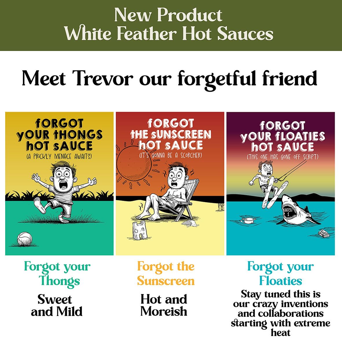 Launching tomorrow @naroomaoysterfest are our range of hot sauces. @harlixdash.studio come through with the goods on the label and our new mate Trevor! @brightstarprints for printing the labels and giving such a high quality finish to the product! We have three varieties of hot sauce. See the next the post for more details!