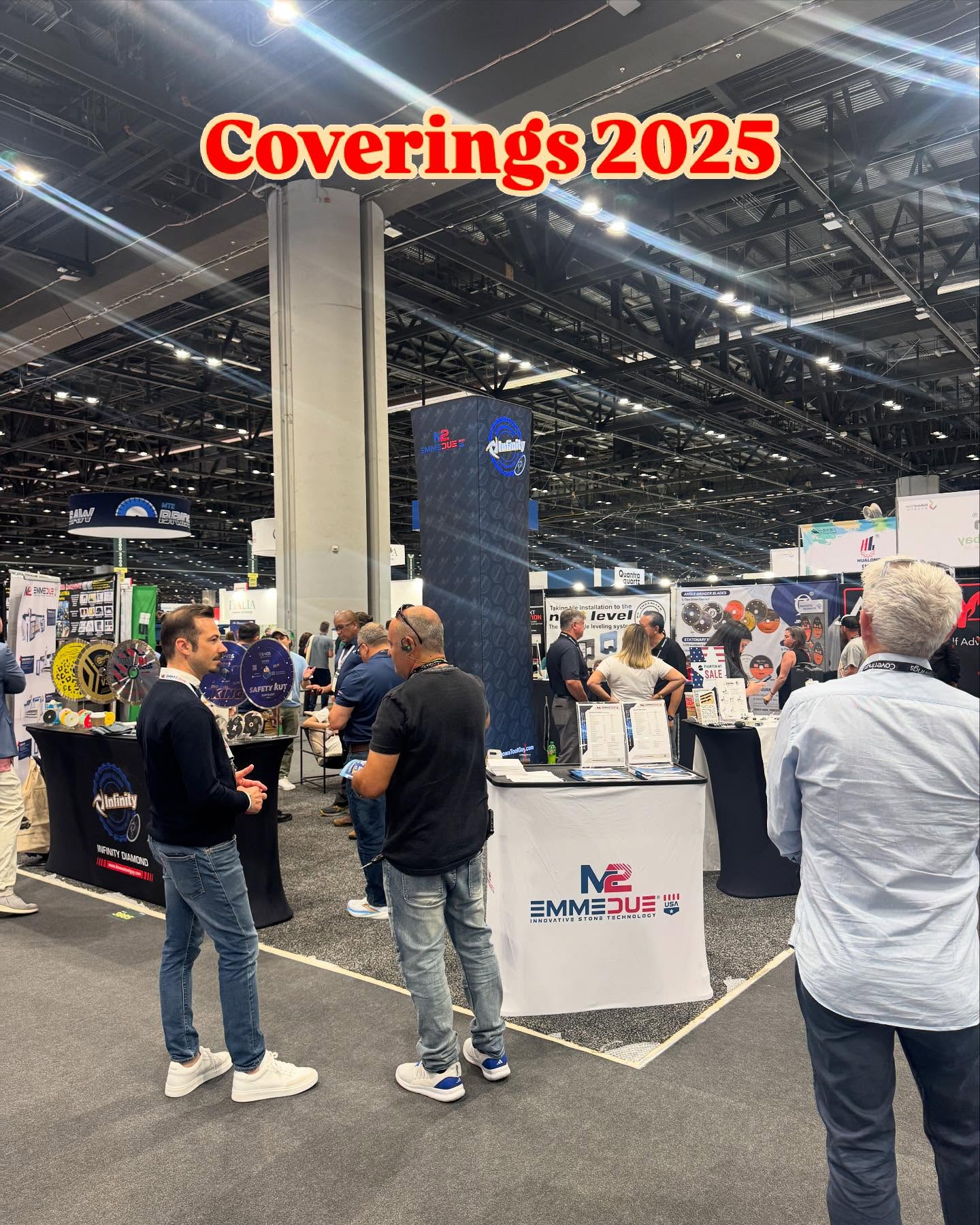 Seeing old friends and making new friends. All in a days work. @coveringsshow best team ever! @aardwolfusa @ipsadhesives @nicolaidiamant @emmedue_stone.technology @sinkitssinkclips