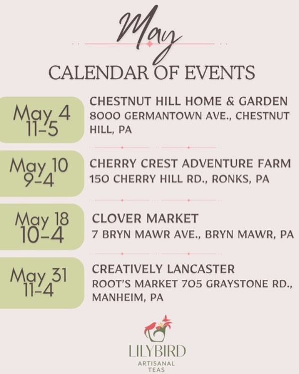 May is packed with new events for us! I’m super excited to bring Lilybird goodies to these awesome venues. I hope to see some of you there!