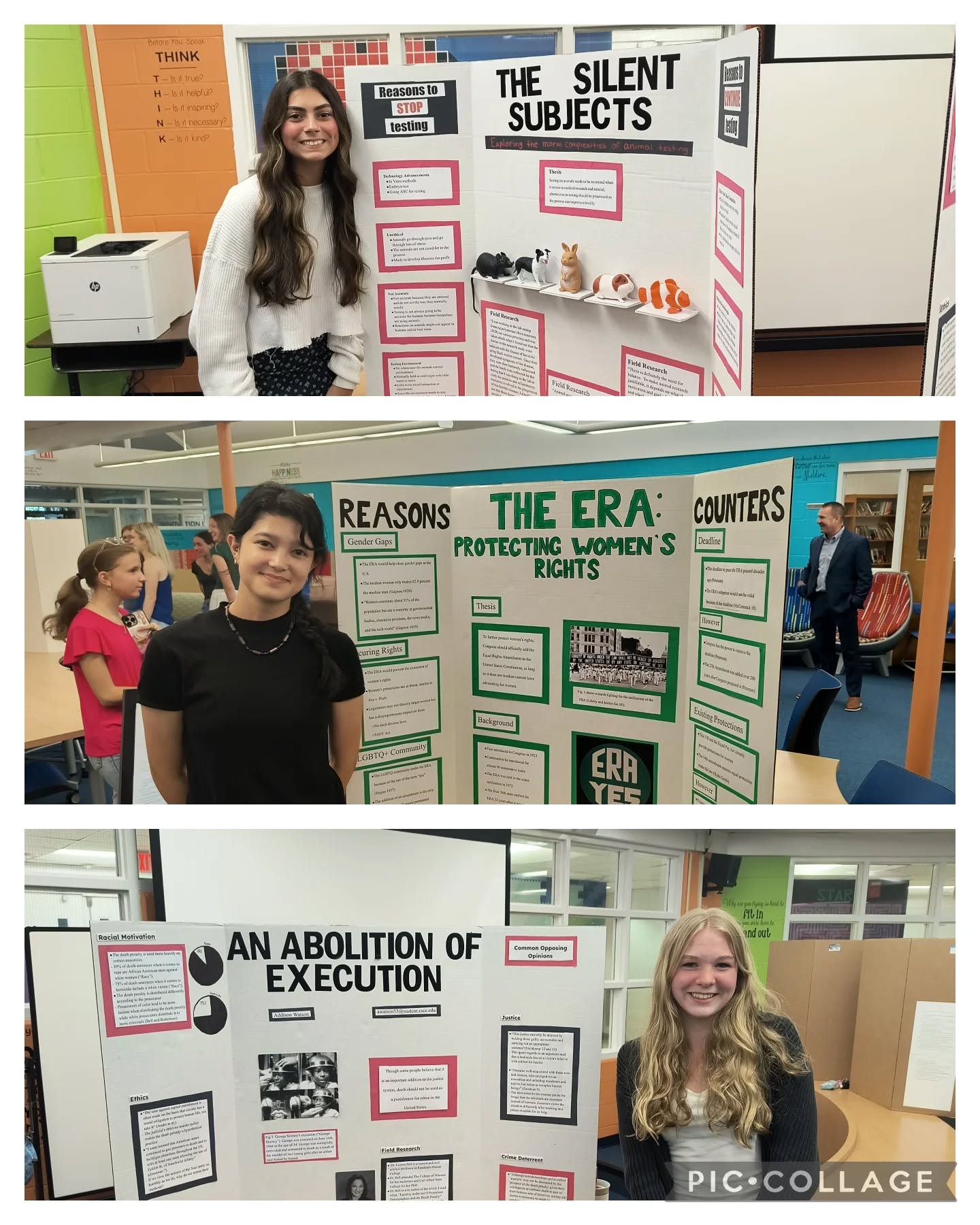 Very proud of these three young ladies, Gabby, Eliana and Addie as well as Alexa. They gave passionate presentations for women's rights; against the death penalty; for less testing on animals and the impact of AI on the environment. I was really impressed with each of them and learned a lot I didn't know before. Awesome work ladies!