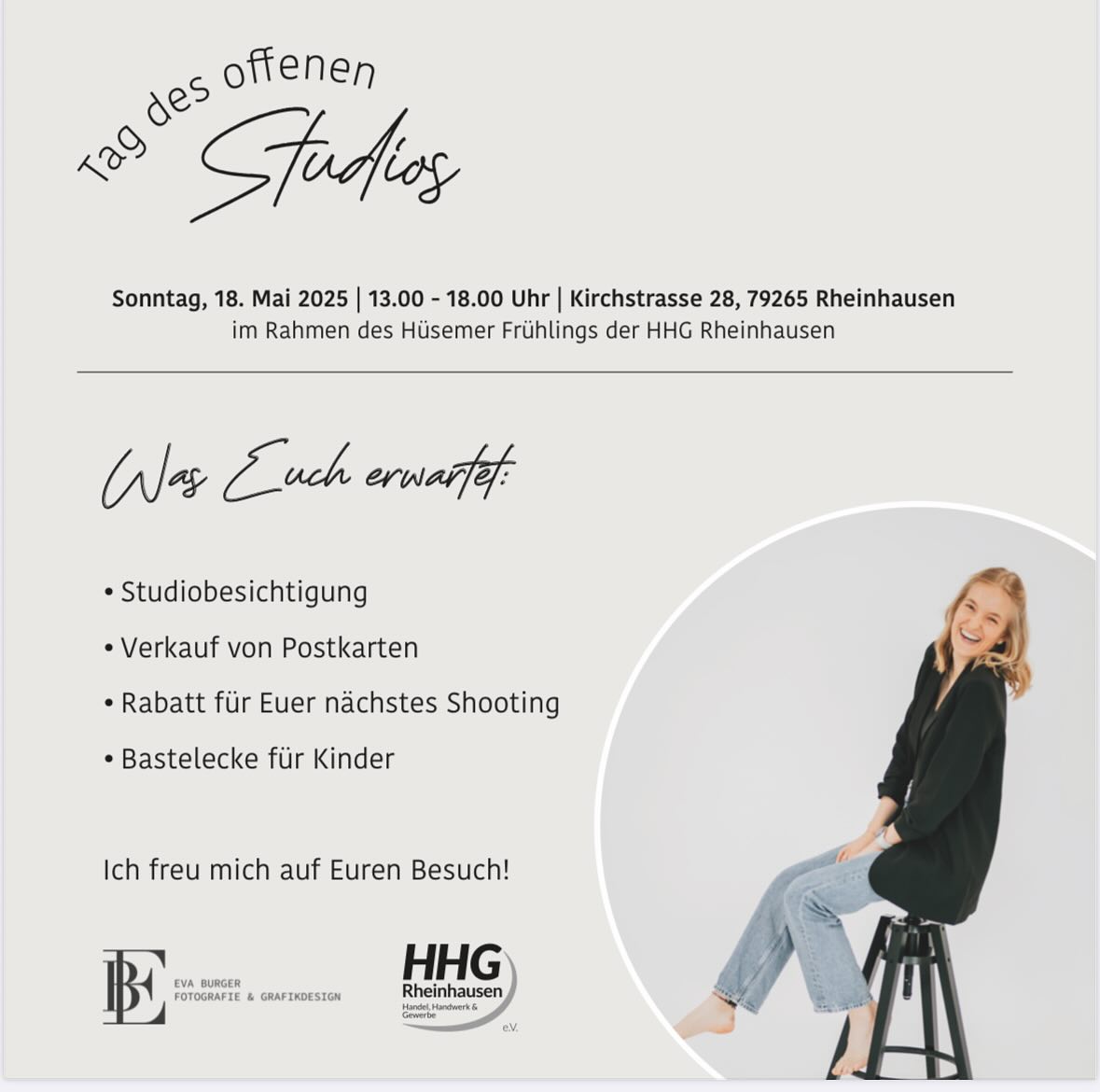 Tag des offenen Studios
Im Rahmen des Hüsemer Frühling der @hhg_rheinhausen öffne ich meine Türen des Studios!
Ich freu mich auf Euren Besuch!🧡
