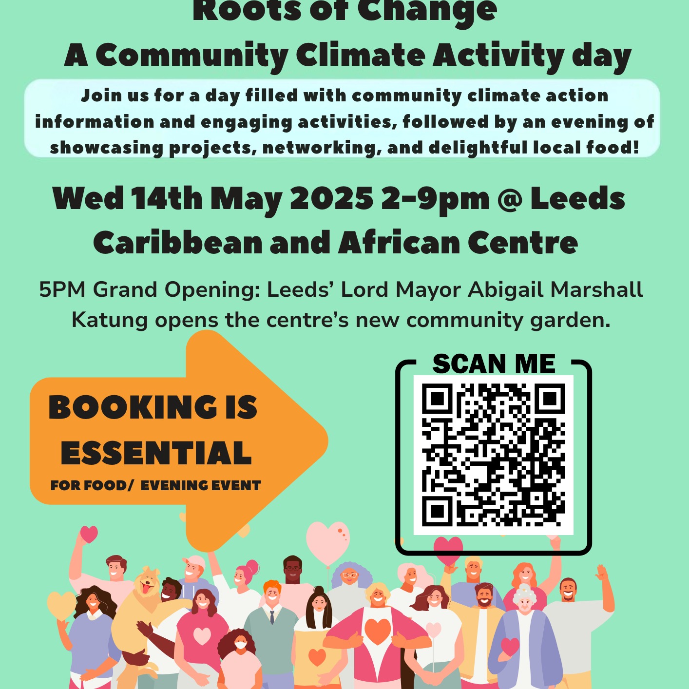 We are having a Climate Action Celebration on Wednesday 14th May 2025 at Leeds Caribbean and African Centre and you are invited! This event is part of Leeds Climate Action Festival.
There will be two distinct parts to the same day:
2-5pm will see the grand opening of the community garden at Leeds Caribbean and African Centre by the lord Mayor of Leeds - Councillor Abigail Marshall Katung.
This session will also include; cooking workshops from Foodwise Leeds and discussions on energy saving in the home from Leeds Community Homes, plus there will be a bike-powered sound system providing the sounds for the day courtesy of Roadblock CIC.
5:30pm-6:30pm There will locally-sourced food available. Booking is essential for this part of the day. via the CAL website (link below).
6:30pm-9:00pm The evening event will take place and will include a showcase of a number of Leeds neighbourhood-based climate action groups and individuals doing short presentations sharing what they have been doing, followed by a networking opportunity.
For more information and to book on to the evening session (5:30pm and beyond) go to:
www.climateactionleeds.org.uk/event-details/roots-of-change-a-community-climate-action-celebration