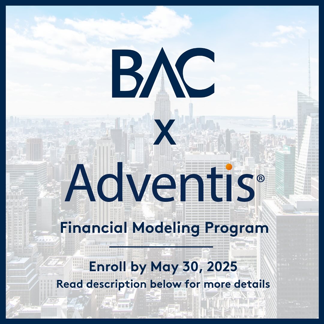 Banking At Cornell is partnering with Adventis to offer all Cornell University students $80 off their FMC Program through May 30, 2025. Earning the certification this Summer will enhance your candidacy into BAC but also into competitive investment banking positions. Enroll at the link below and in bio!
👇 👇
www.adventiscg.com/university-partnership/cornelluniversity/