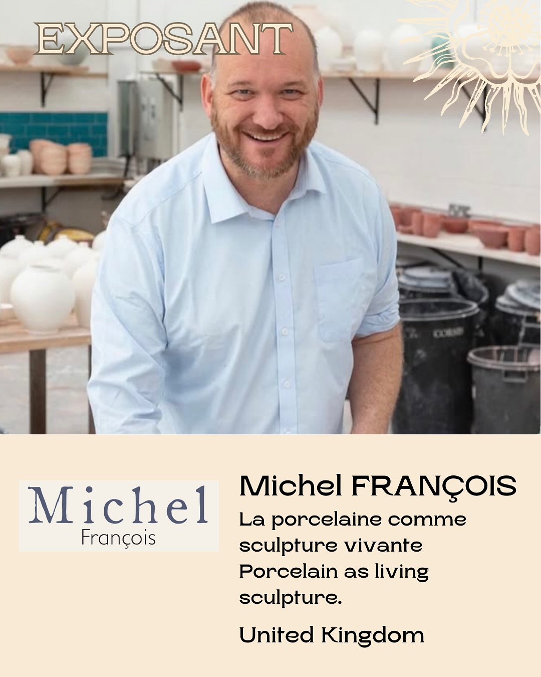 ✨ NOUVEL EXPOSANT – MICHEL FRANÇOIS PORCELAINE ✨
📍Royaume-Uni / France
La porcelaine comme sculpture fonctionnelle.
Michel François crée des pièces utilitaires empreintes de forme pure et intemporelle, façonnées selon des techniques anciennes. Diplômé de la Falmouth University et ancien résident de la Leach Pottery à St Ives, il explore les liens entre matière, feu et lumière.
🍃 Ses glaçures, composées de feldspath, Cornish stone et de cendres d’arbres locaux, interagissent lors de cuissons en réduction, révélant des textures uniques et lumineuses. Chaque pièce devient singulière, comme façonnée par la flamme elle-même.
🌱 Son travail a été exposé à Paris (Art Présent), Londres (Gallery 43 Mayfair), Édimbourg, Taipei, et dans l’exposition « Moonjar – A Piece of Happiness » à la Han Collection (Londres, 2021).
Retrouvez Michel François au Paris Tea Festival
📍Dimanche 15 juin 2025
🏛️ Maison Internationale de Paris
🎟️ Billets en ligne dès maintenant → lien en bio
—
✨ NEW EXHIBITOR – MICHEL FRANÇOIS PORCELAINE ✨
📍UK / France
Porcelain as living sculpture.
Michel François creates functional vessels using ancestral techniques, defined by a purity of form that gives each piece a sculptural presence. A graduate of Falmouth University and former resident at the Leach Pottery (St Ives), Michel explores the intersection of material, fire, and light.
🍃 His glazes are crafted from Feldspar, Cornish stone, and ash from local trees like chestnut and ash. In reduction firing, oxides rise to the surface and react with the glaze, creating light-reflecting textures. Each piece is unique and deeply expressive.
🌱 His work has been shown in Paris (Art Présent), London (Gallery 43 Mayfair), Edinburgh, and Taipei, as well as in the 2021 exhibition “Moonjar – A Piece of Happiness” at the Han Collection in London.
Meet Michel François at the Paris Tea Festival
📍Sunday 15 June 2025
🏛️ Maison Internationale de Paris
🎟️ Tickets available now → link in bio
#MichelFrançois #PorcelainArt #AshGlaze #FunctionalSculpture #TeaAndCeramics #Moonjar #TeawareAsArt #ParisTeaFestival #ptfouiouioui🔥