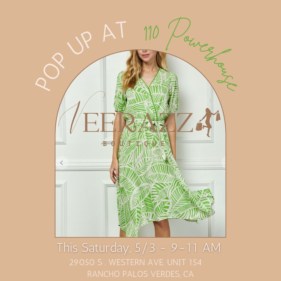 🌿 Spring vibes are in full bloom at VEERAZZ! 🌸
Join us for a special Pop-Up this Saturday, May 3rd from 9–11 AM at 110 Powerhouse — just in time to treat yourself or the mamas in your life 💛
✨ Think breezy, beautiful spring styles
✨ Limited pieces curated especially for you
✨ A chance to support a woman-run, local boutique
📍 29050 S. Western Ave, Unit 154
Rancho Palos Verdes, CA
Come say hi, shop, and sip with us!
#MothersDayReady #SpringStyle #ShopLocal #SupportSmallBusiness #VeerazzStyles #PopUpBoutique #RanchoPalosVerdes