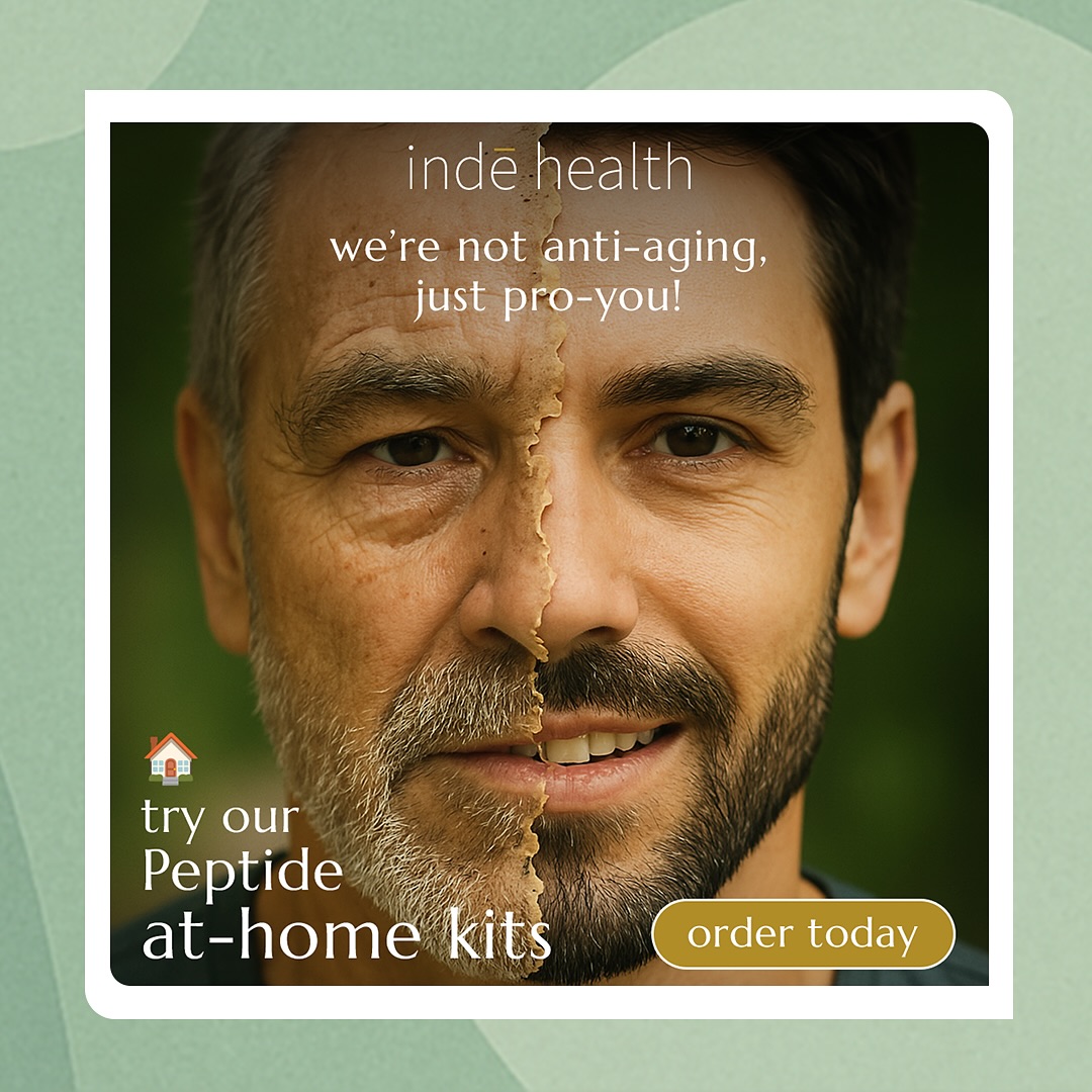 we’re not anti-aging, just pro-you
your cells don’t need motivation —
they need signals.
Peptides are those signals.
our self-administered at-home peptide kits are designed to:
✨ improve skin elasticity
💪 support lean muscle growth
🔋 increase energy and recovery
🧠 boost cognitive clarity
you don’t need to erase your age.
just activate the version of you that feels alive again.
📍 Weston, FL
📦 order your at-home kit today!
🧪 optional labs + lifestyle coaching
💉 expert guidance + simple instructions included
➡️https://www.indehealth.com/
#inde #health #aging #young #peptides #athome