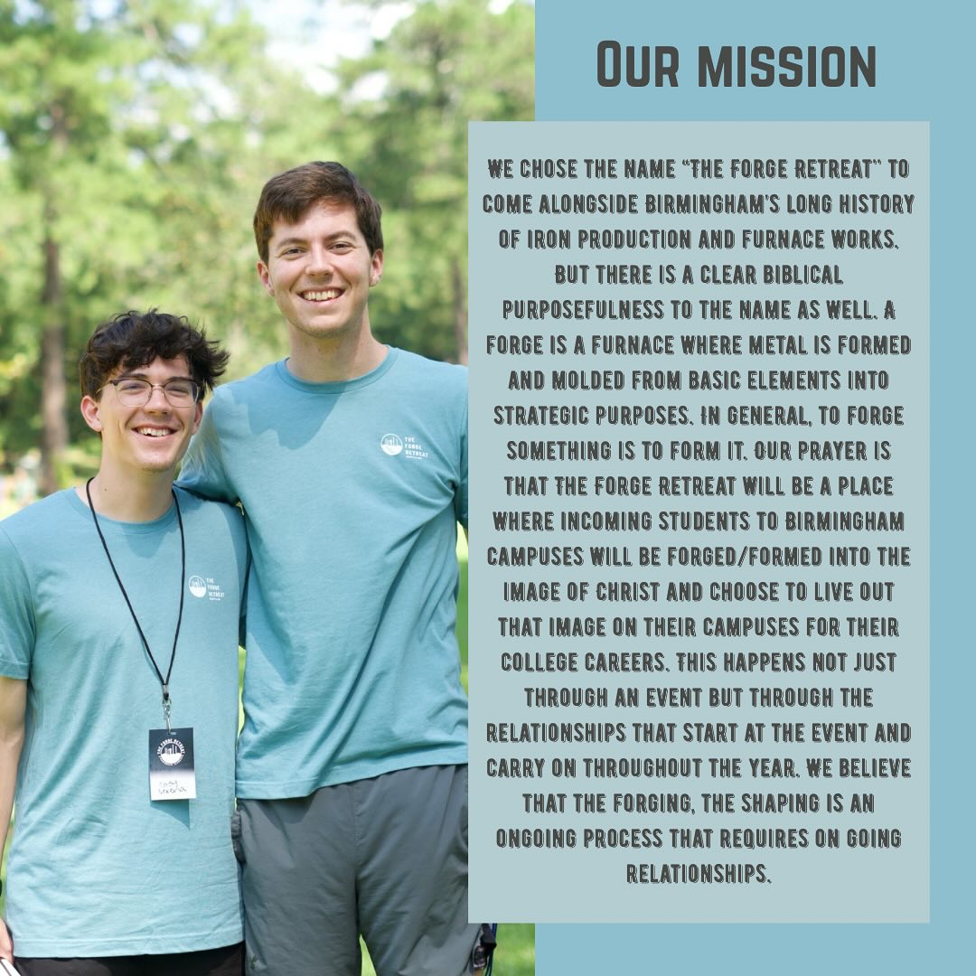 With the retreat coming up soon, we wanted to share the mission behind Forge! Student registration is open until July 28! Head over to the link in our bio to register! #forge25