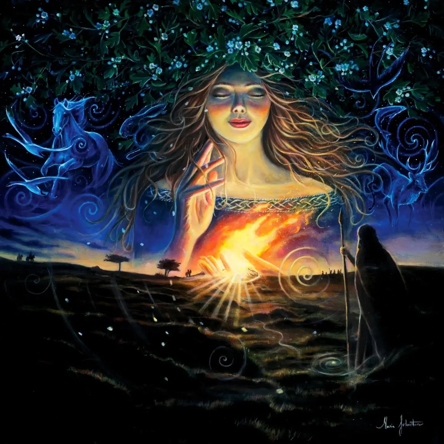 A message that has come through at the turn to Bealtaine 🌸
Ceannasach, Naofa agus Saor - Sovereign, Sacred and Free 🔥
This is my prayer, and this is what Ériu, the land of Ireland, means to me.
We each have our own unique and divine connection to her, no matter who we are or who we think we are, where we are from, or how we choose to express ourselves. And each of our connections is as sovereign, sacred, and free as any who tries to claim her.
There is no such thing as a superior connection. There is only the connection.
Remember, absolutely no one owns this land, although many over centuries have tried to lay claim to her. And absolutely no one owns the fires that burn atop her hills either. Keep the fires open, keep them clear and make sure they create space for all, including the children.
We need guardians of the land, not gatekeepers.
We need more access to our sacred spaces, not greedy or "protective" ownership. Not inaccessible and exclusive ticketed access, which promotes greed and cuts out the simple sacred beauty.
History repeats, weave back through threaded memories woven through the cycles, where you will see the truth that is still visible and palpable to those who choose to see it, where many will also still ignore.
Remember, whatever happens at the centre plays an effect on all other areas, whether on the land or inside you. So start with your own inner centre, reconnecting with your own sovereignty, sacredness, and freedom, and from there, all shall be in truer alignment and balance as to how we up and orchestrate things in the external.'
Blessings of Bealtaine to you all! 🌸😊💚🔥✨
Image 'Vision of Ériu' 80 x 80cm Oils on Canvas 2023
Original Not for Sale
However, prints of this are available on my website mariajohnstonartist.com
Music on this post is my the absolutely gifted musical channel @jennybean108
#ceannasach #naofa #sacred #sovereign #sacred #free #eiru #eire #Ireland #sacred #centre #sacredcentre #usineach #bealtaine #beltane #bealtaineireland #painting #Oils #oilpainting #visionaryart #irishvisionaryart #visioneire #sacredsites #sacredsights #guardianship #landownership #greed #Ireland