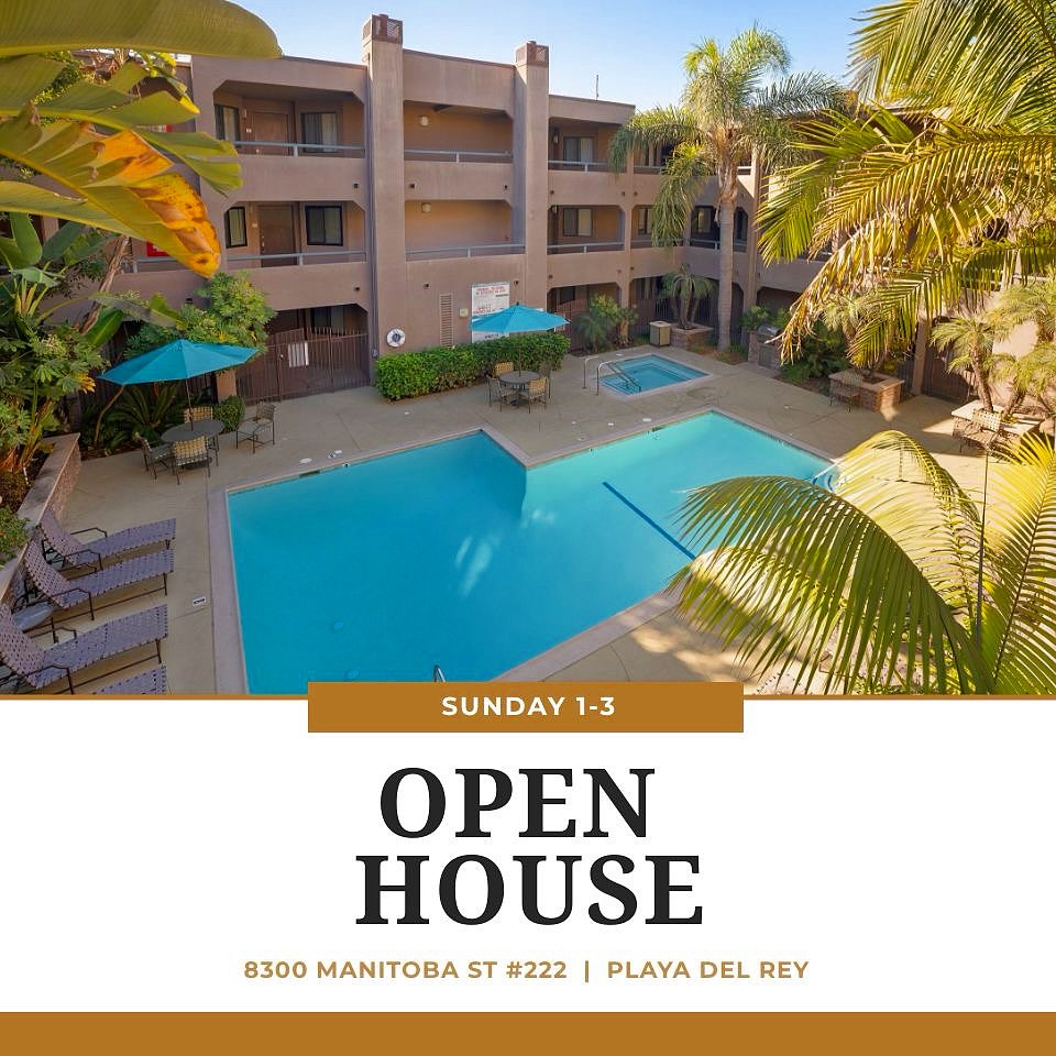 Open Sunday 5-4 from 1-3! 8300 Manitoba #222, Playa Del Rey. Turn key 2 bed, 2 bath condo, low HOA. $779,000 Link in bio.🤗